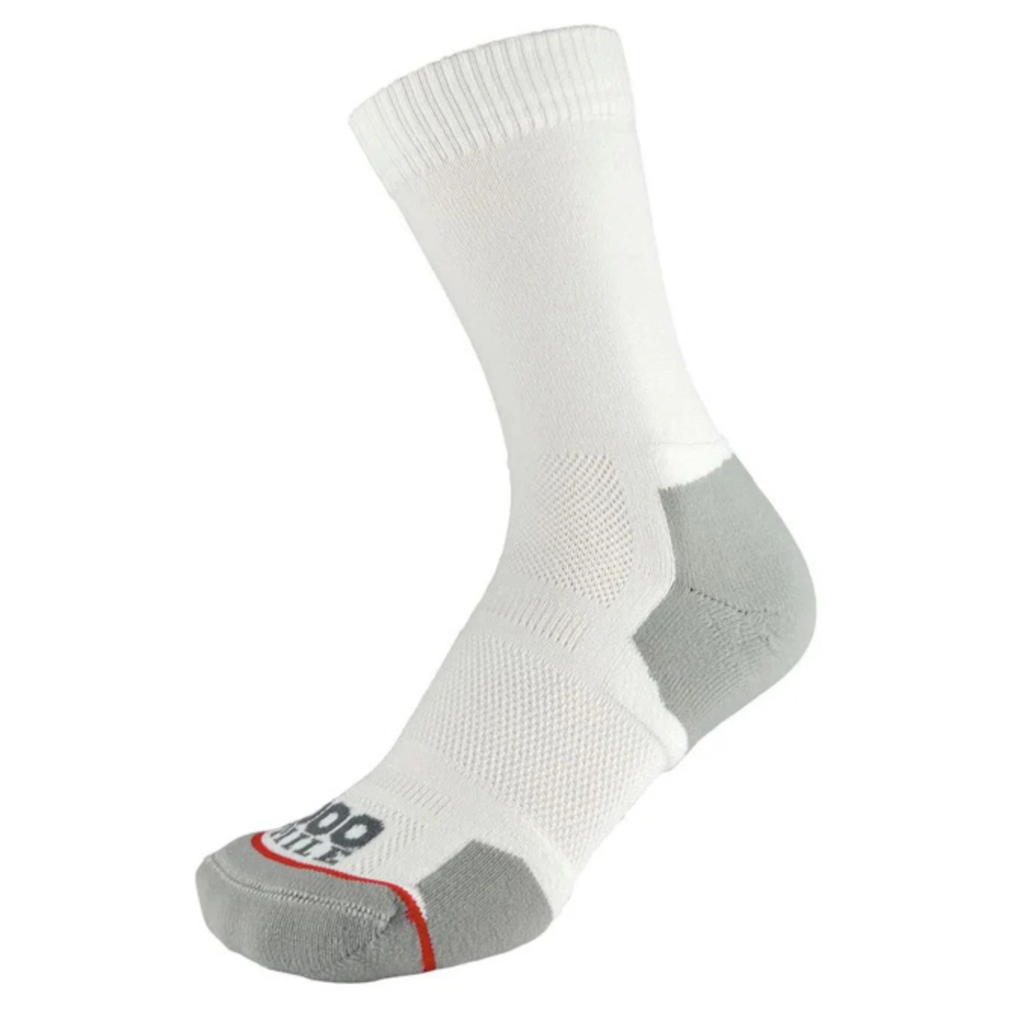 1000 Mile Men's Run Repreve Single Layer Crew Length Socks - 2 Pair Pack (White)