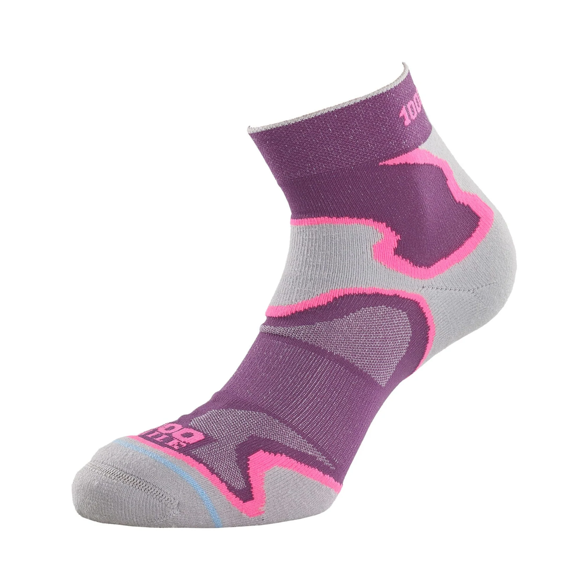 1000 Mile Women's Fusion Tactel® Double Layer Anklet Socks (Purple/Grey)