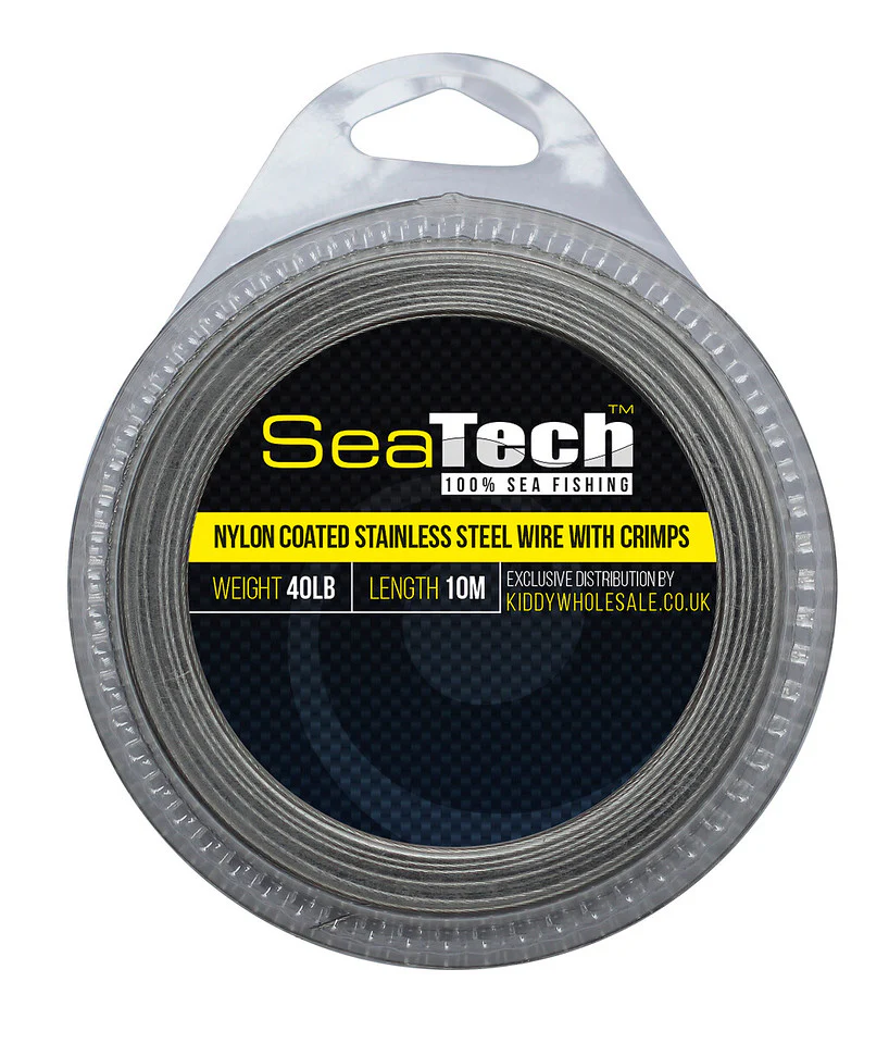 200lb Nylon Coated Stainless Steel Wire Trace With Crimps (10m Length)