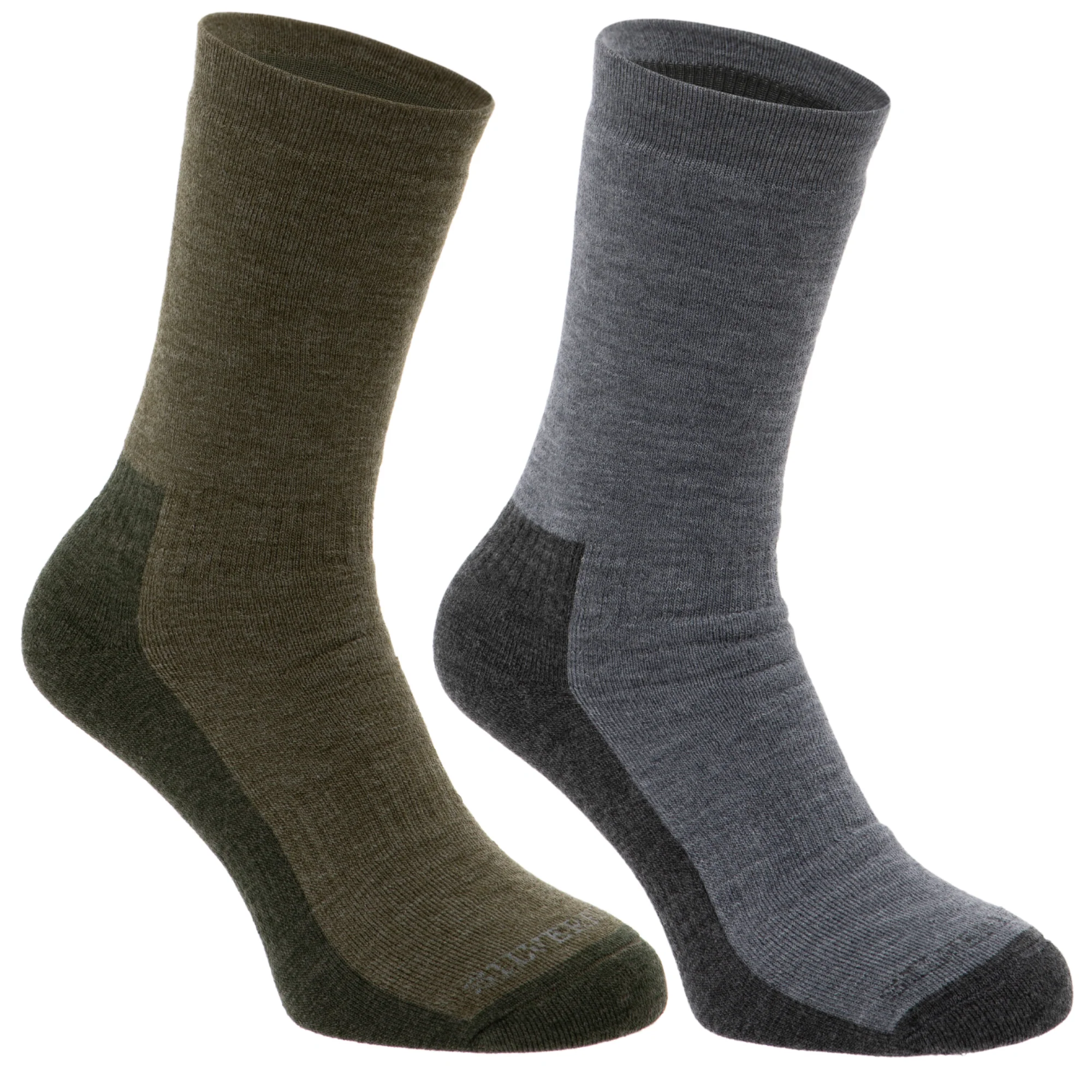 Silverpoint Unisex All Terrain Merino Hiker Socks - 2 Pair Pack (Grey/Green)