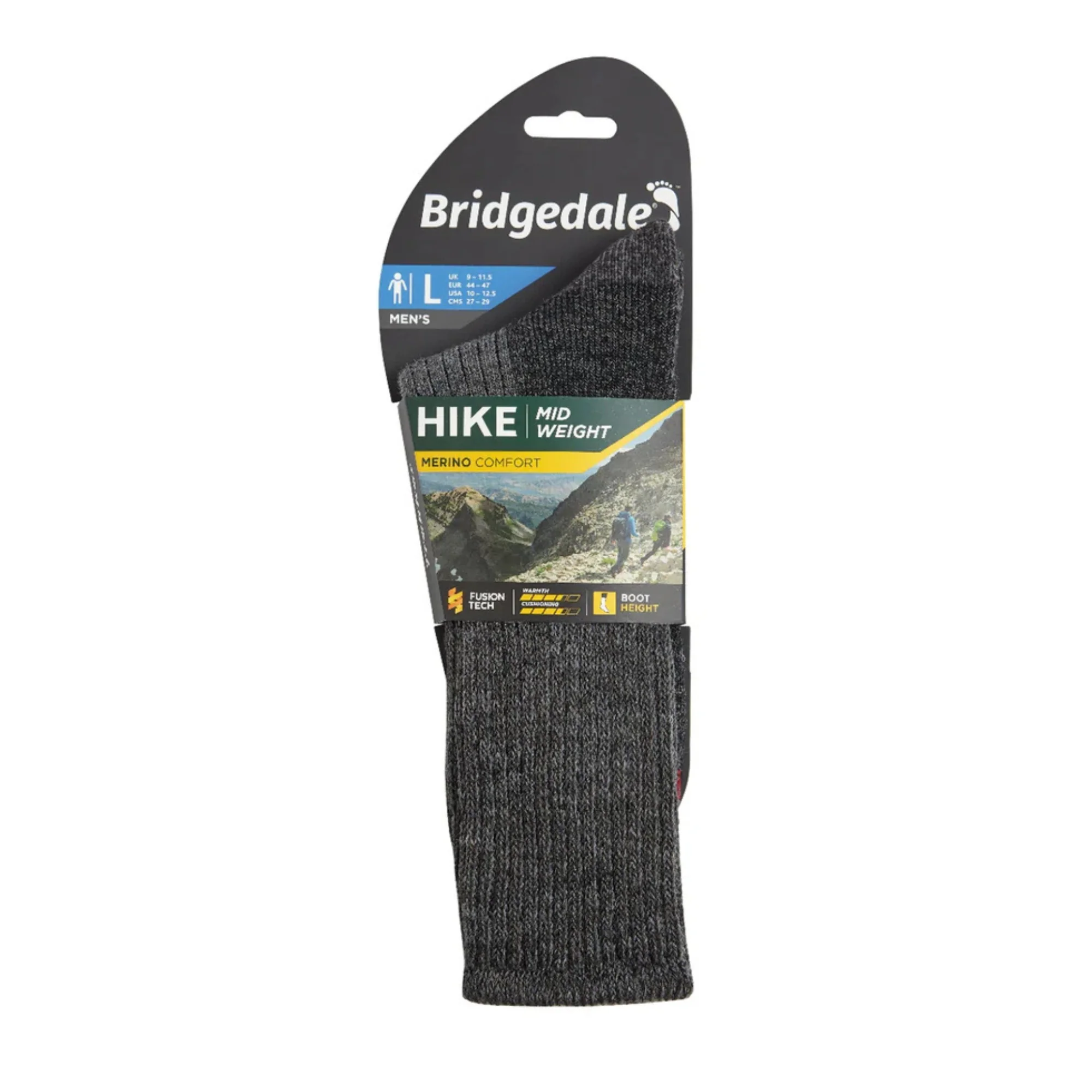 Bridgedale Men's Hike Midweight Merino Comfort Boot Length Socks (Charcoal) - Image 4