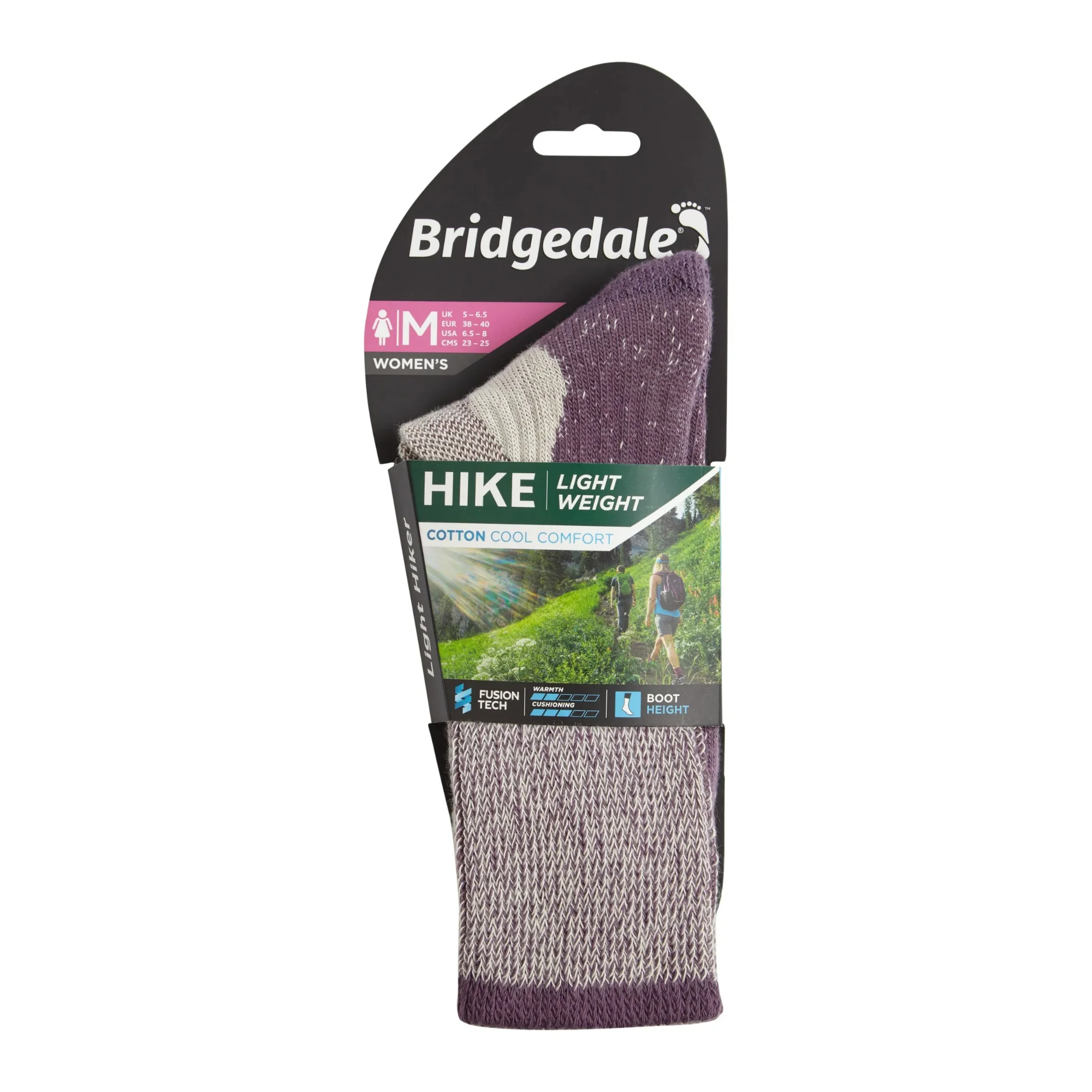Bridgedale Women's Hike Lightweight Cotton Comfort Boot Length Socks (Plum) - Image 3