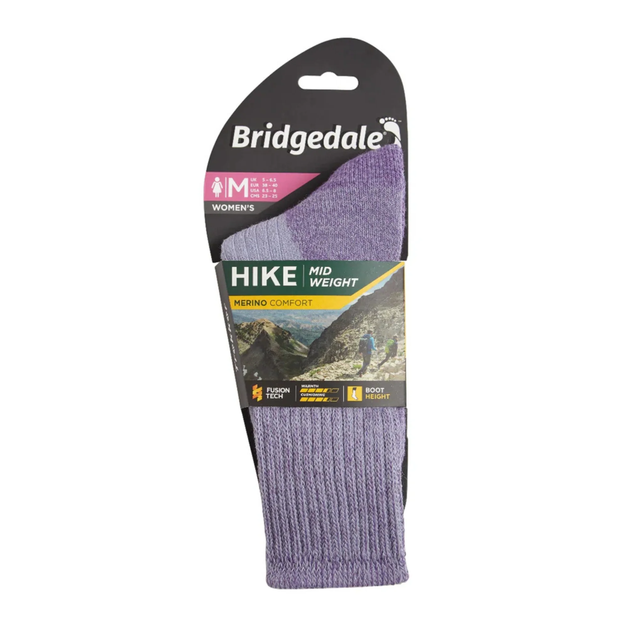 Bridgedale Women's Hike Midweight Merino Comfort Boot Length Socks (Violet) - Image 5