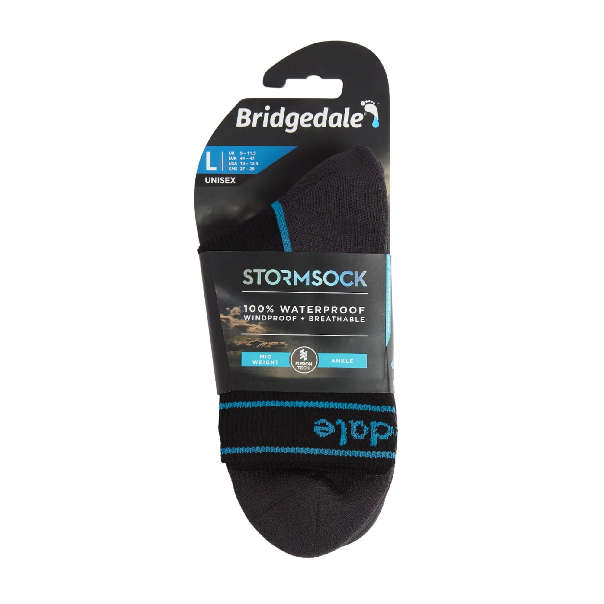 Bridgedale Unisex Waterproof Midweight Merino Blend Ankle Length Storm Socks (Black) - Image 7