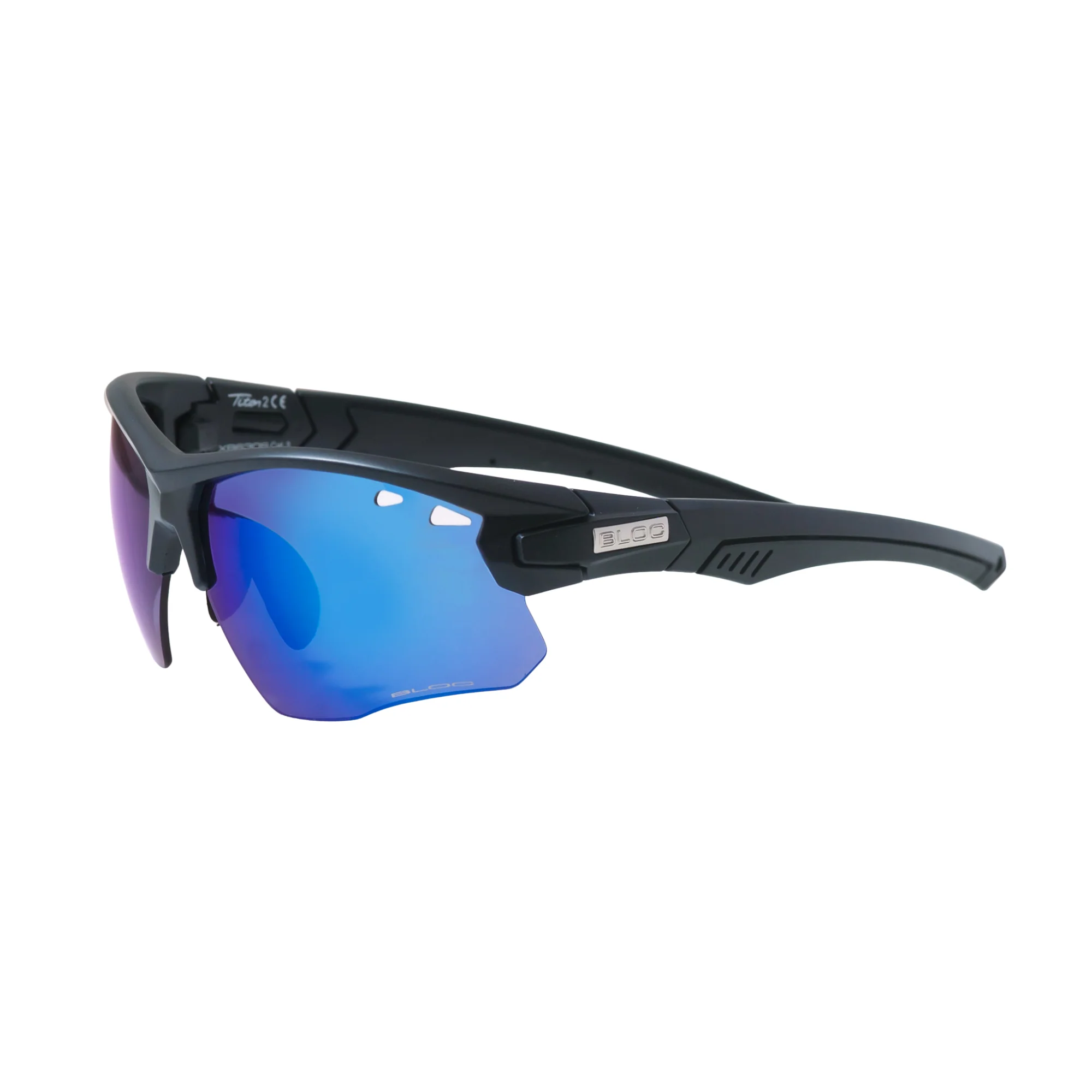 Bloc Eyewear Titan Sunglasses (Blue Mirror Lens/Black Frame)