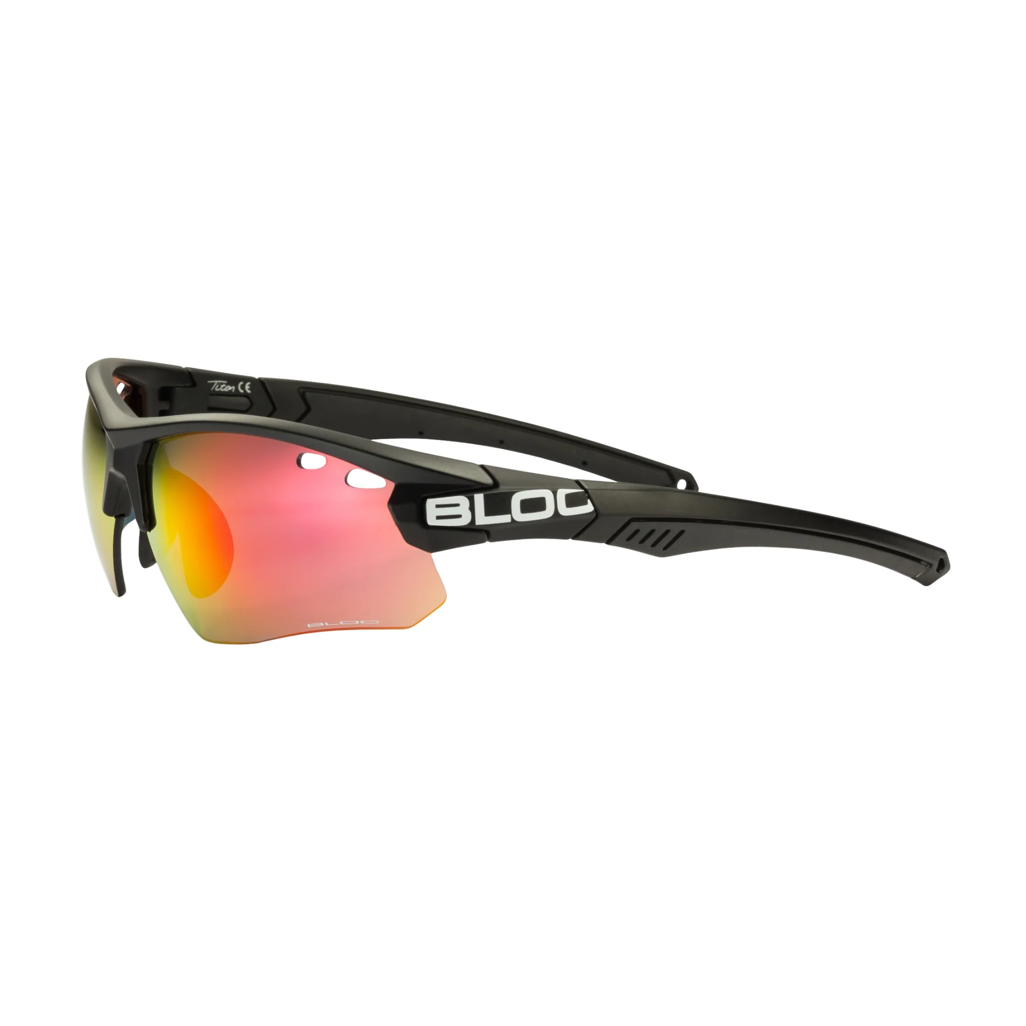Bloc Eyewear Titan Sunglasses (Red Mirror Lens/Black Frame)