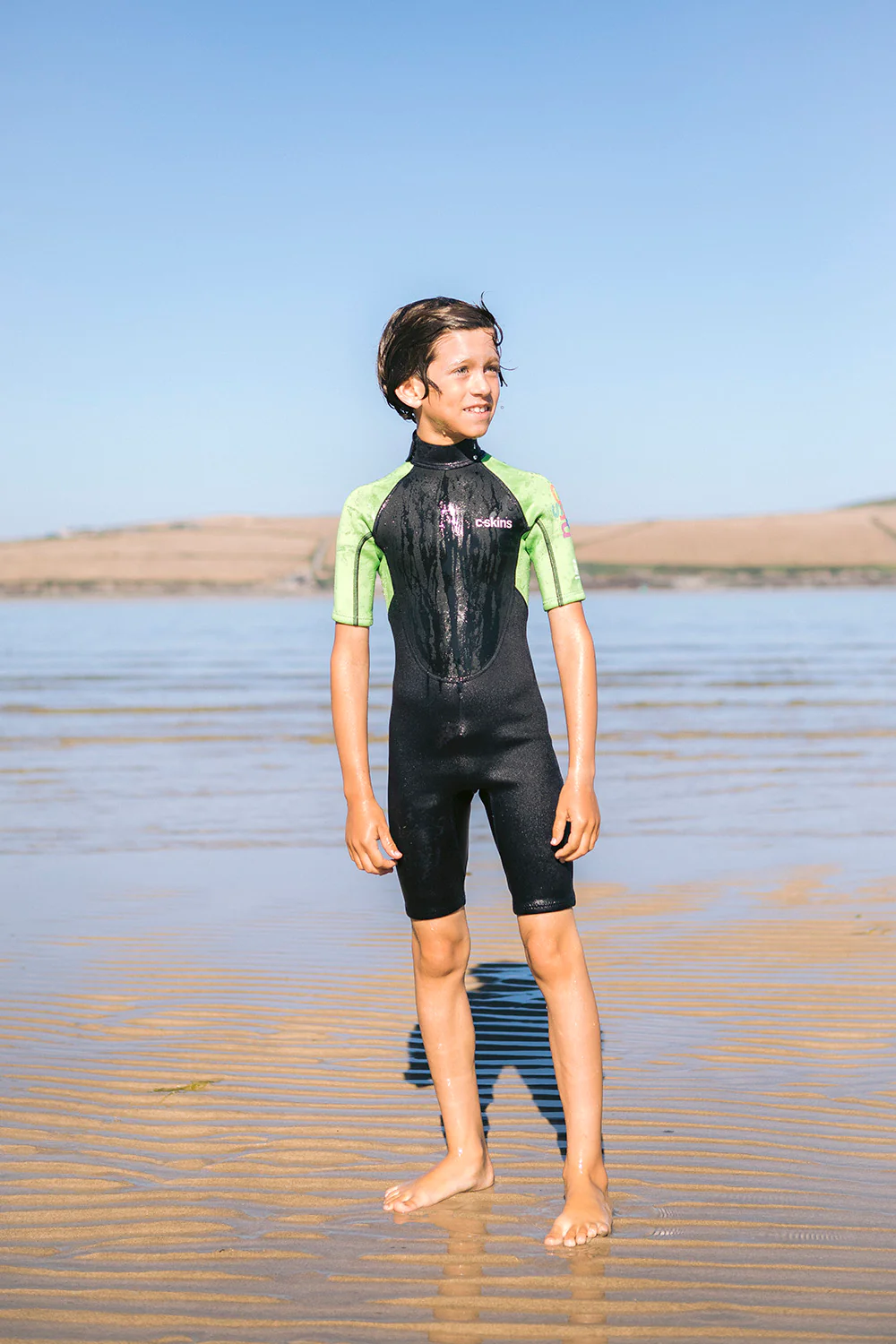 C-Skins Junior Element 3/2mm Flatlock Shorty Wetsuit (Anthracite/Lime/Multi) - Image 10