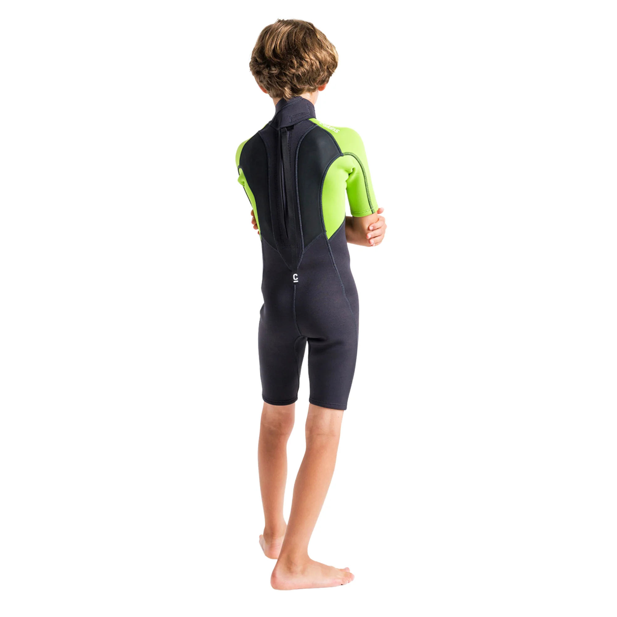 C-Skins Junior Element 3/2mm Flatlock Shorty Wetsuit (Anthracite/Lime/Multi) - Image 5