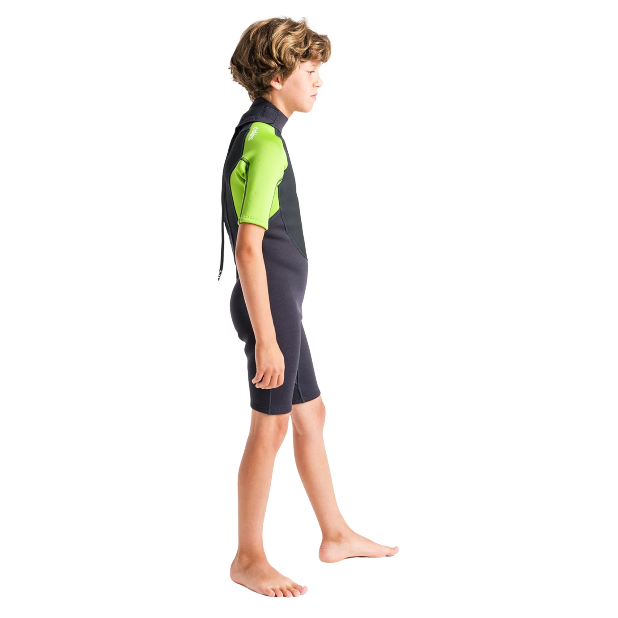 C-Skins Junior Element 3/2mm Flatlock Shorty Wetsuit (Anthracite/Lime/Multi) - Image 8