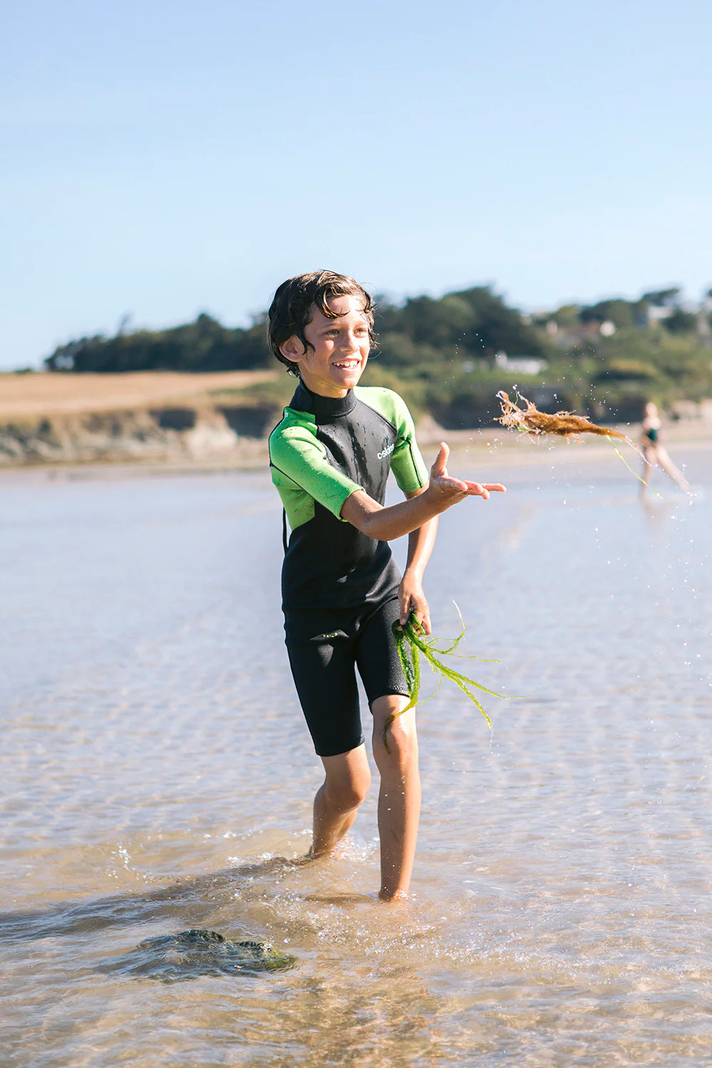 C-Skins Junior Element 3/2mm Flatlock Shorty Wetsuit (Anthracite/Lime/Multi) - Image 9