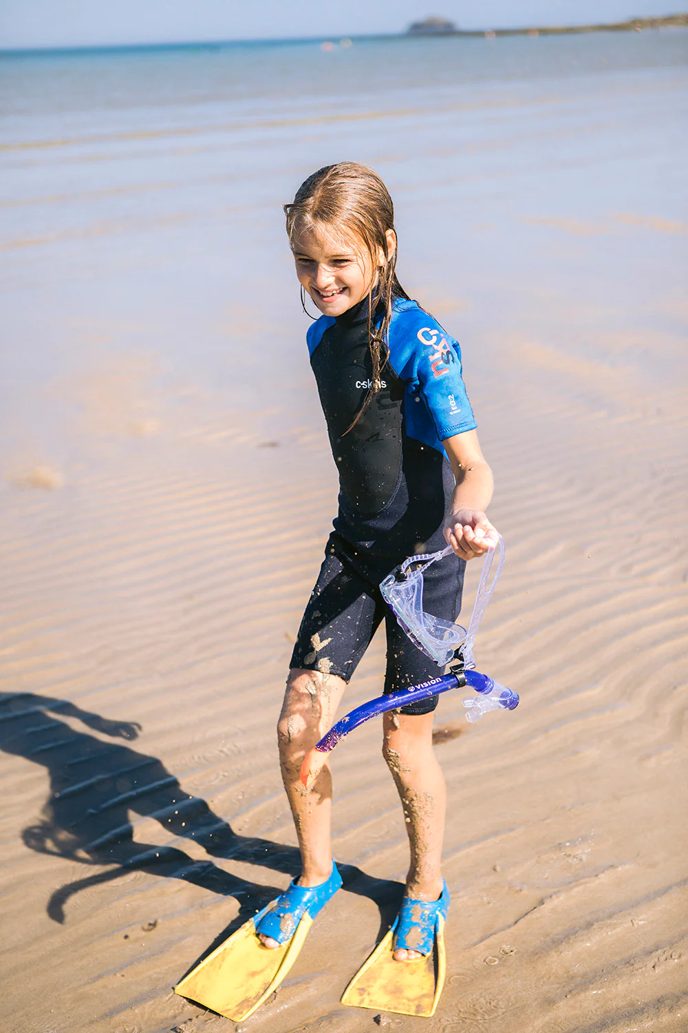 C-Skins Junior Element 3/2mm Flatlock Shorty Wetsuit (Cyan/Slate/Multi) - Image 10