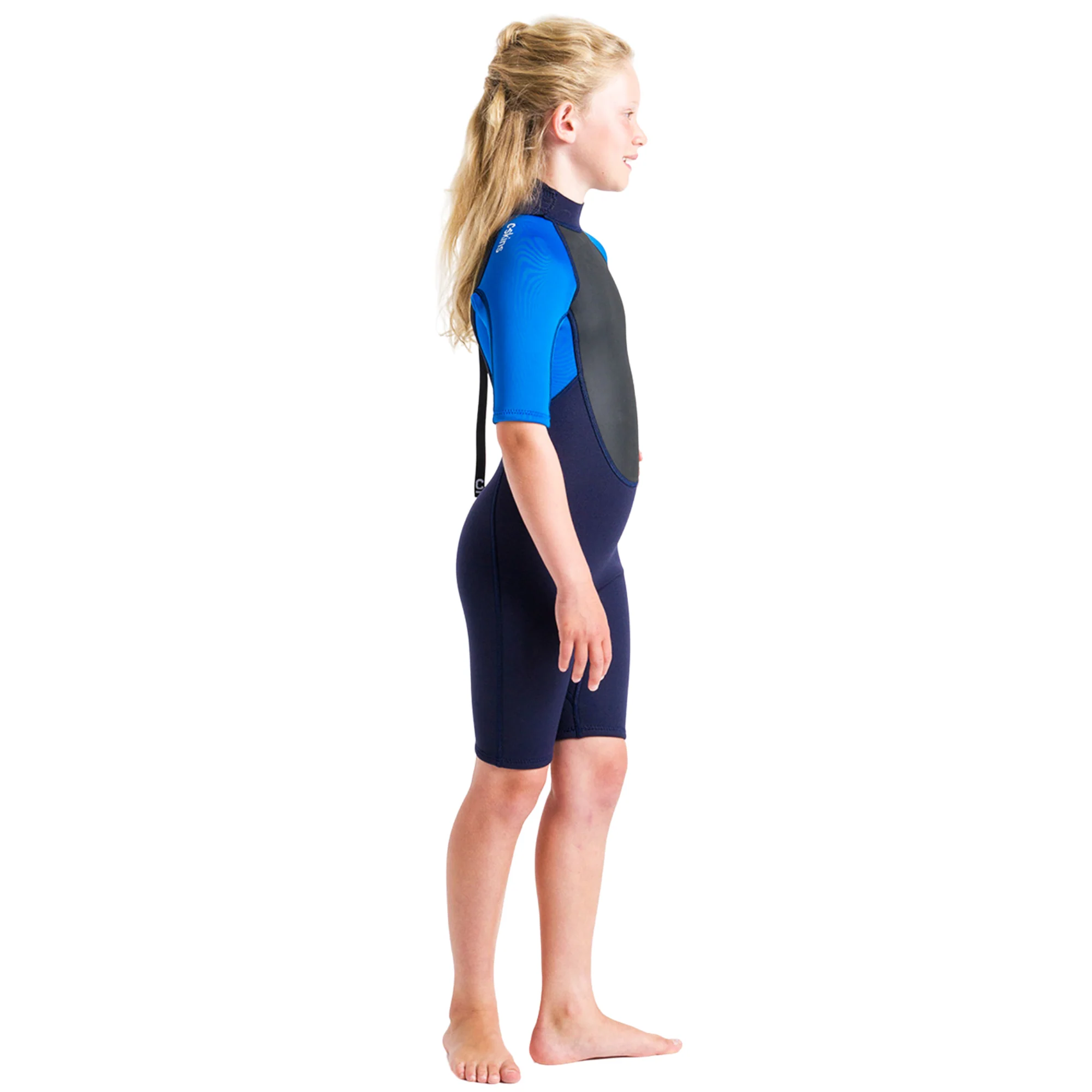 C-Skins Junior Element 3/2mm Flatlock Shorty Wetsuit (Cyan/Slate/Multi) - Image 6