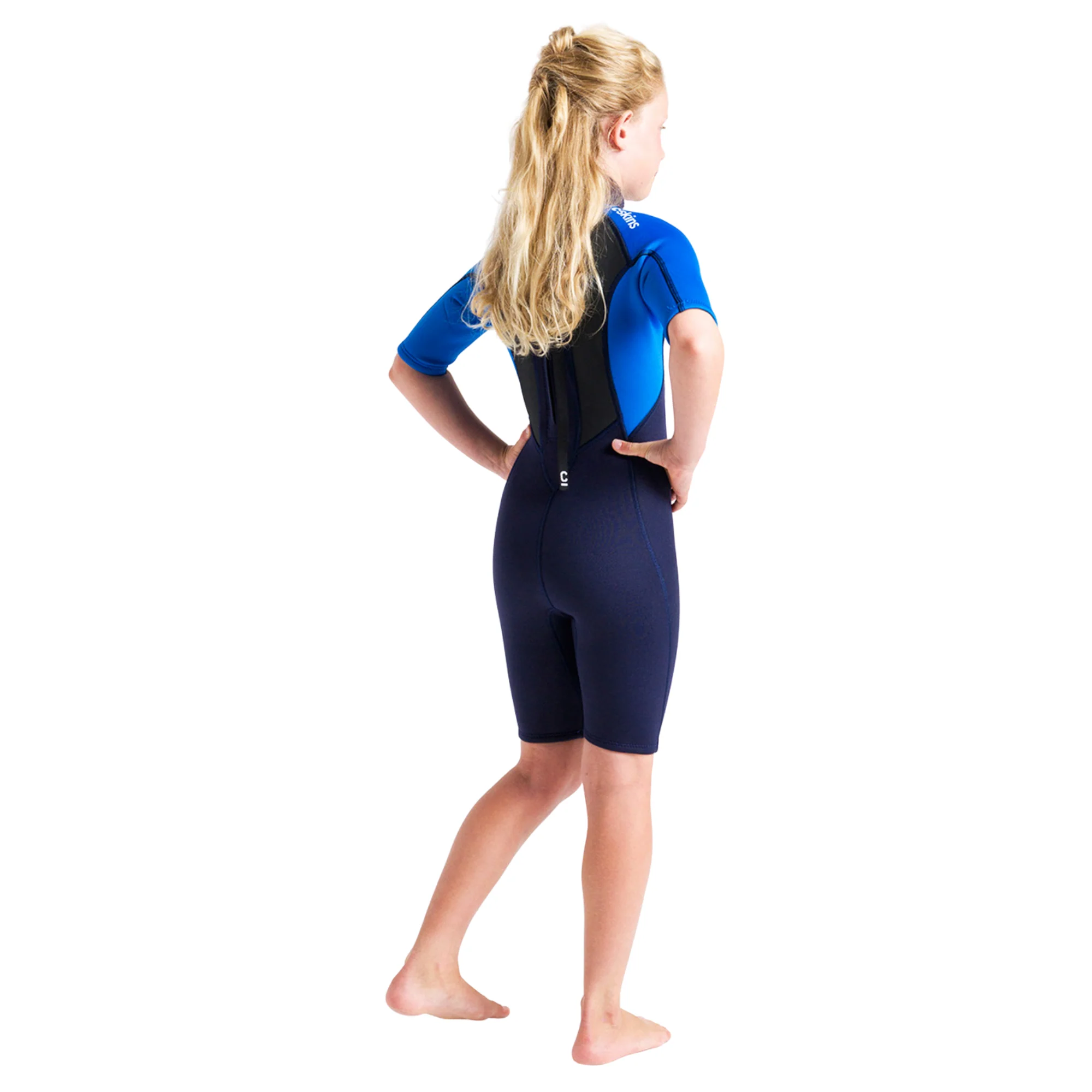 C-Skins Junior Element 3/2mm Flatlock Shorty Wetsuit (Cyan/Slate/Multi) - Image 7