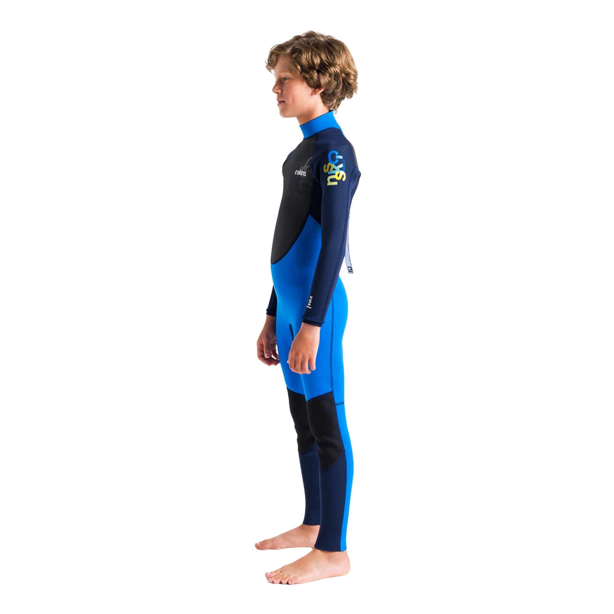 C-Skins Junior Element II 3/2mm Flatlock Steamer Wetsuit (Cyan/Slate/Multi) - Image 3