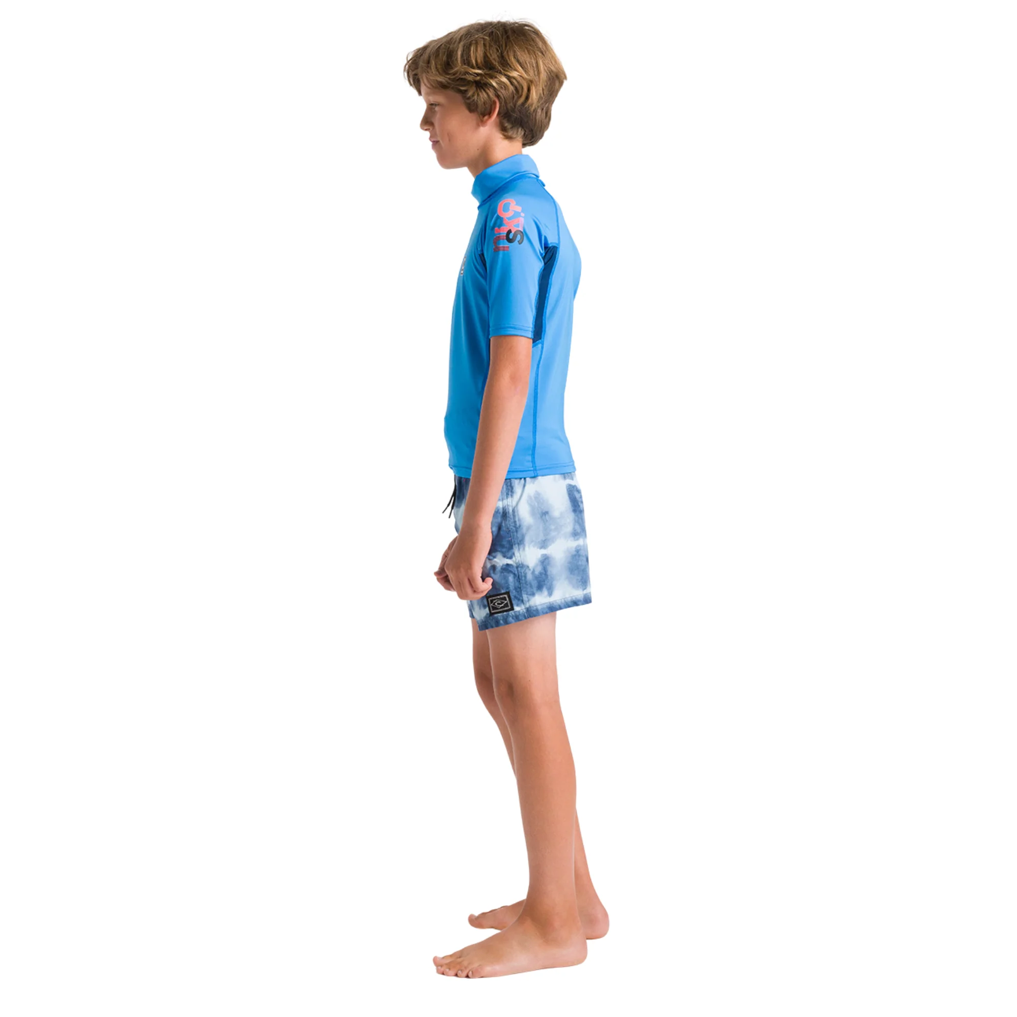 C-Skins Junior NuWave Rash X Short Sleeve Rash Vest (Cyan/Slate/Multi) - Image 4