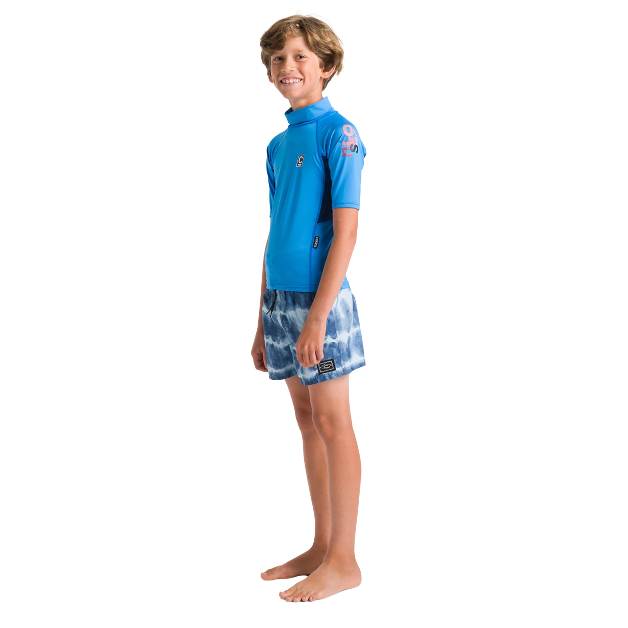C-Skins Junior NuWave Rash X Short Sleeve Rash Vest (Cyan/Slate/Multi) - Image 6
