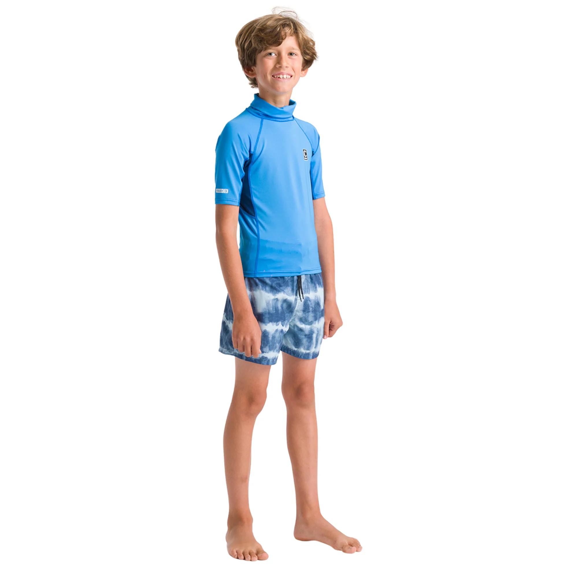 C-Skins Junior NuWave Rash X Short Sleeve Rash Vest (Cyan/Slate/Multi) - Image 9
