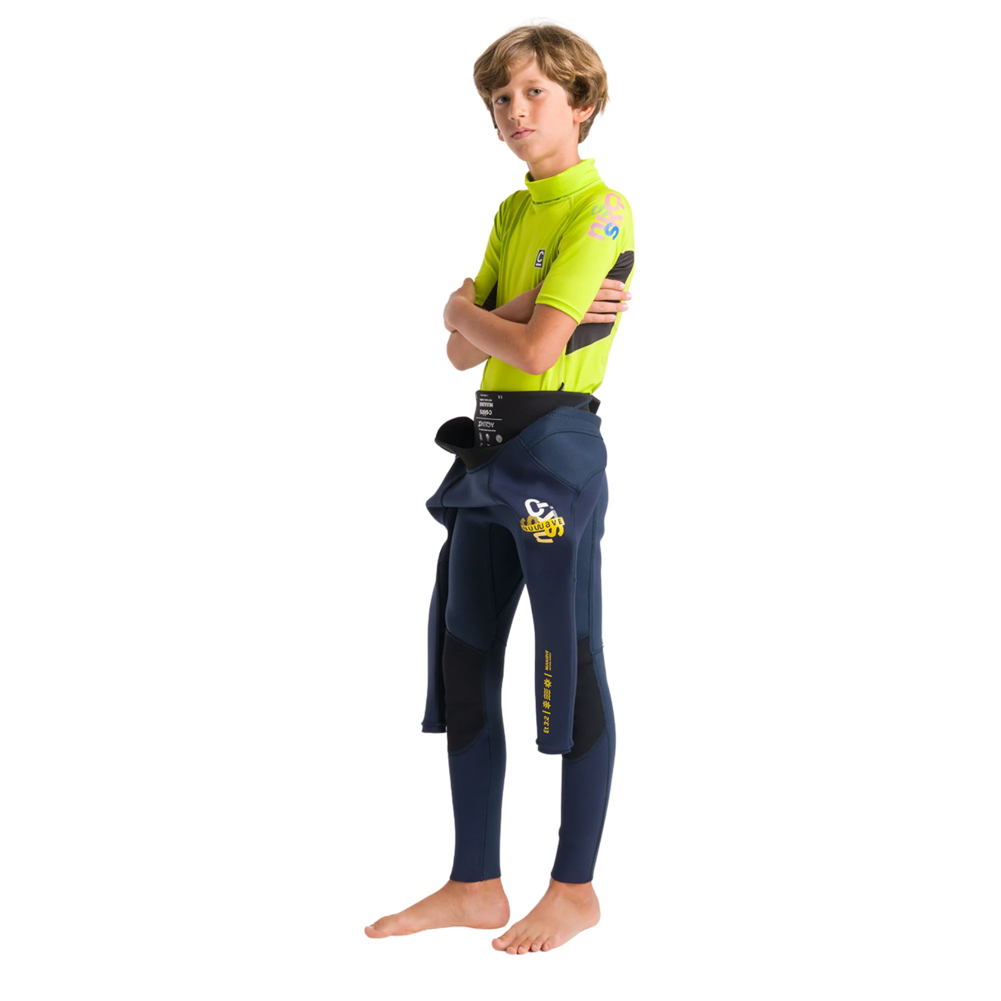 C-Skins Junior NuWave Rash X UPF50+ Short Sleeve Rash Vest (Lime/Anthracite/Multi) - Image 10