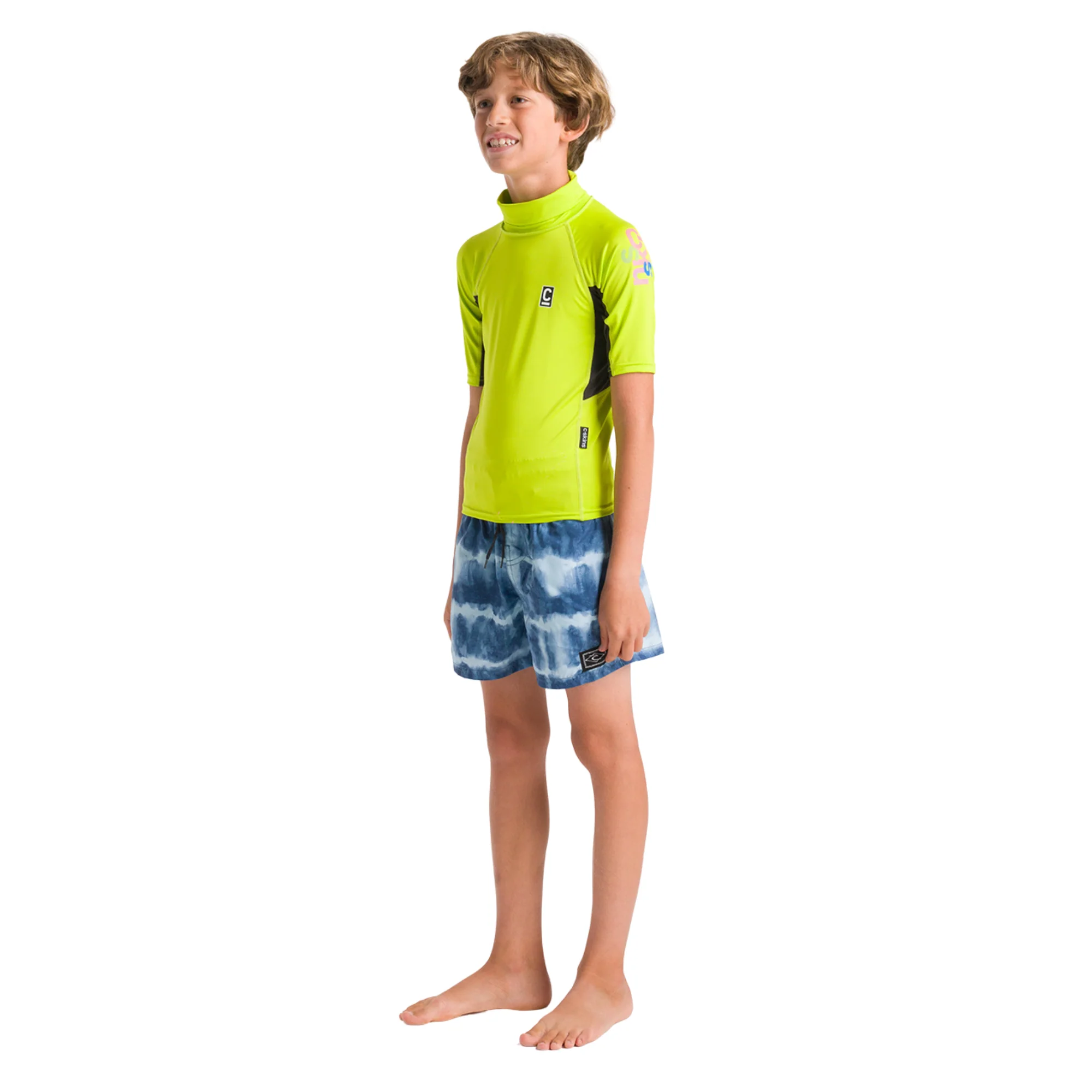 C-Skins Junior NuWave Rash X UPF50+ Short Sleeve Rash Vest (Lime/Anthracite/Multi) - Image 3