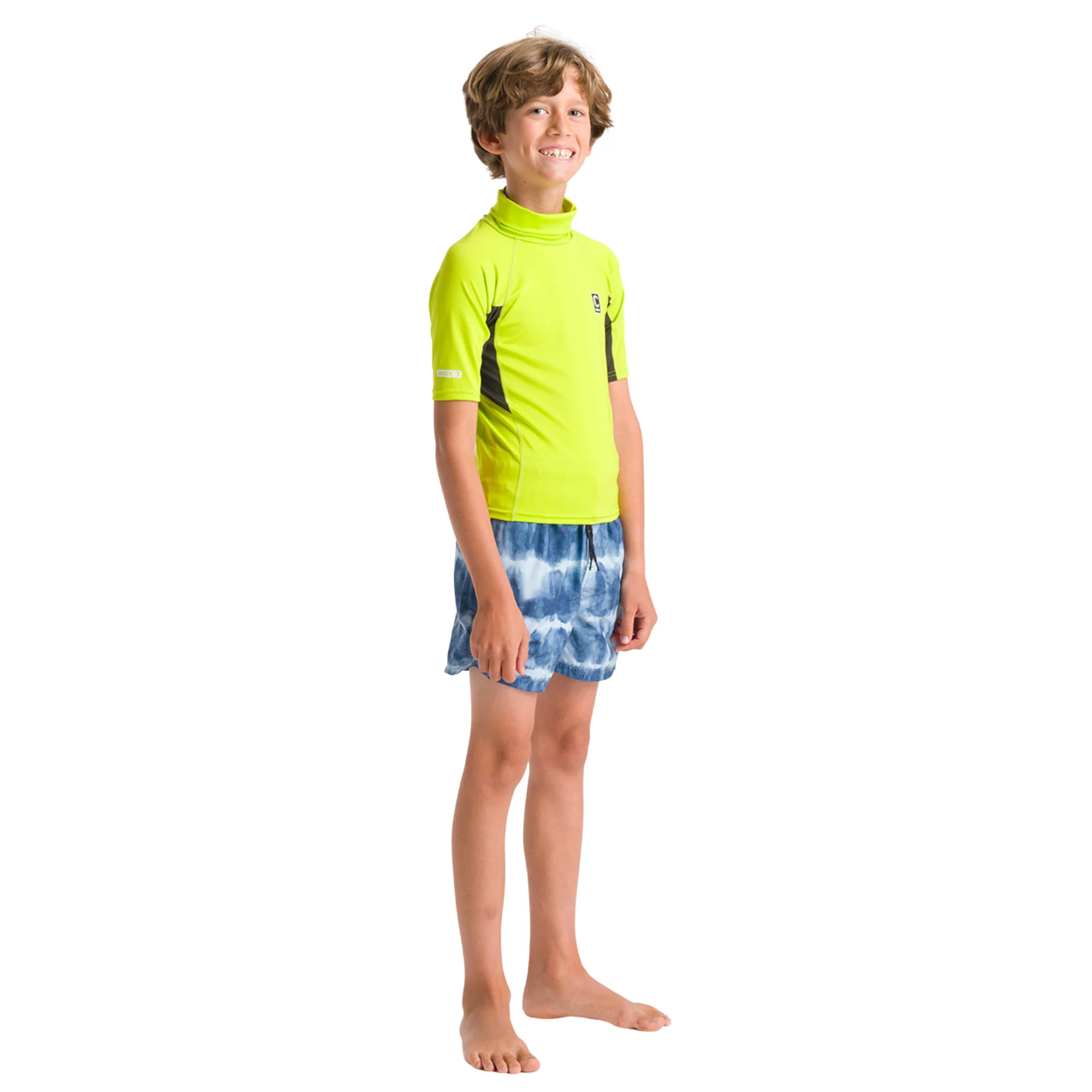 C-Skins Junior NuWave Rash X UPF50+ Short Sleeve Rash Vest (Lime/Anthracite/Multi) - Image 4