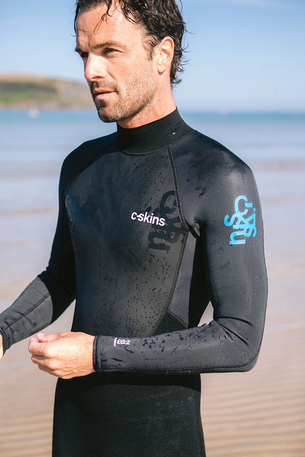 C-Skins Men's Element 3/2mm Flatlock Steamer Wetsuit (Black/Anthracite/Cyan) - Image 12