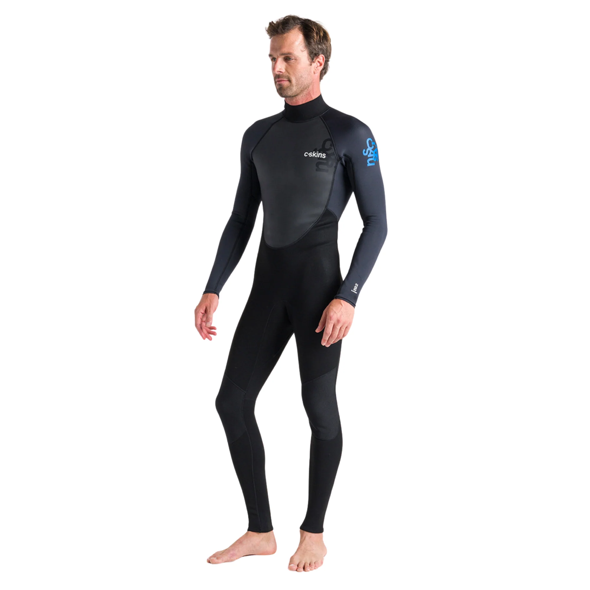 C-Skins Men's Element 3/2mm Flatlock Steamer Wetsuit (Black/Anthracite/Cyan) - Image 3