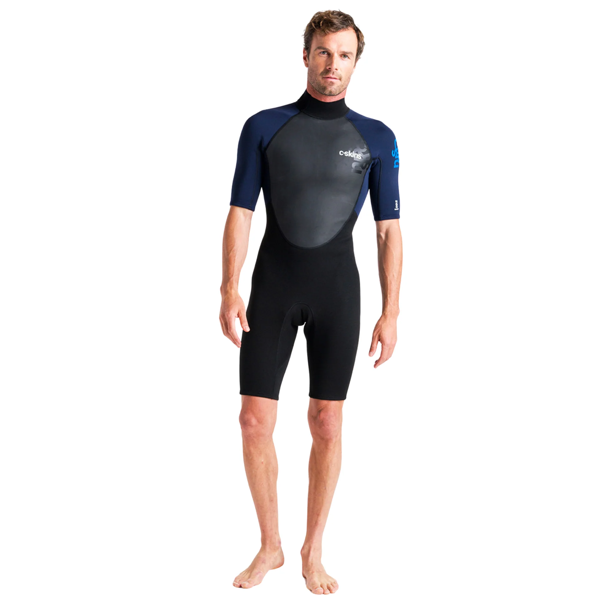 C-Skins Men's Element 3/2mm Flatlock Shorty Wetsuit (Black/Slate/Cyan) - Image 5