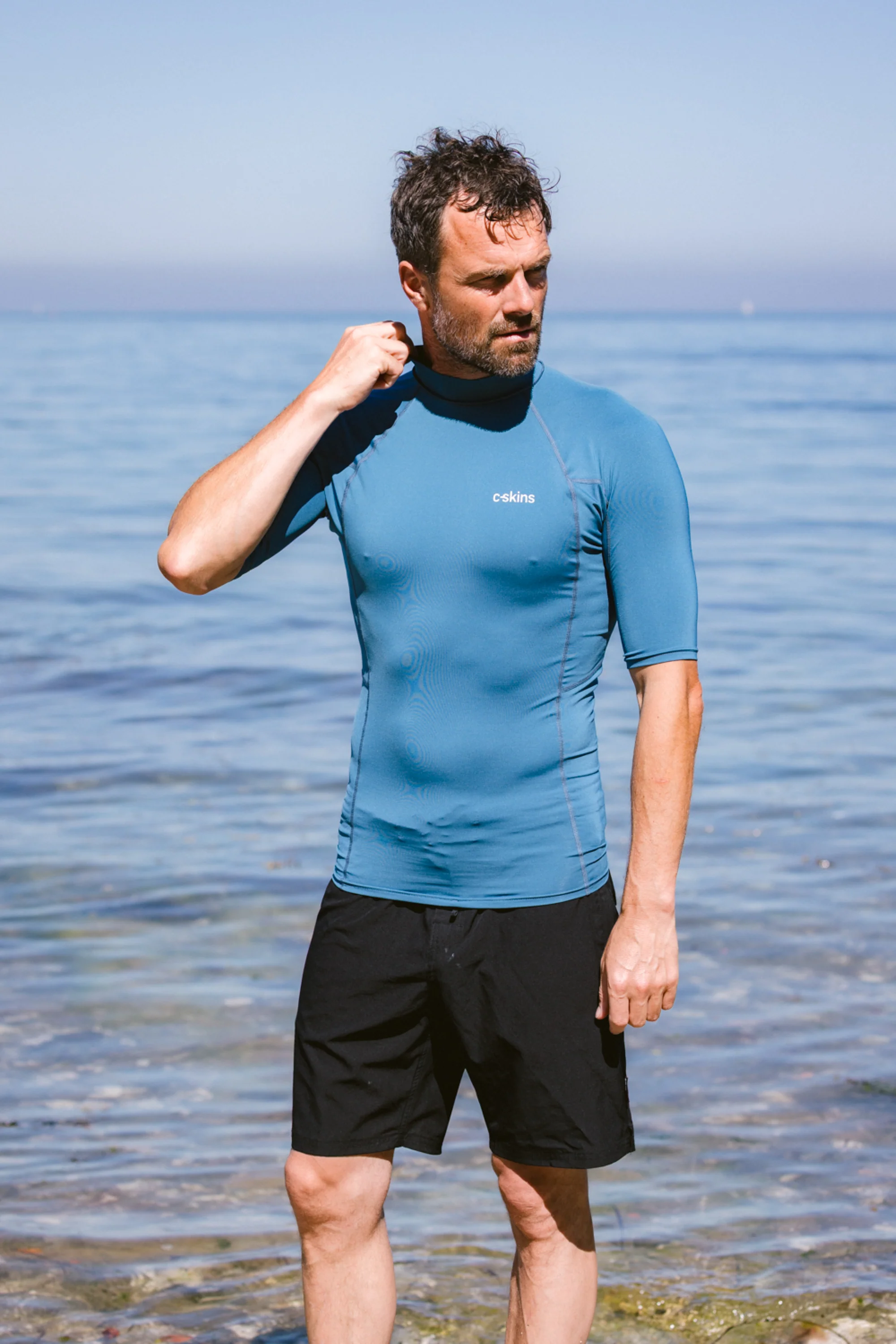 C-Skins Men's NuWave UV Basics UPF50 Short Sleeve Rash Vest (Steel Blue) - Image 12