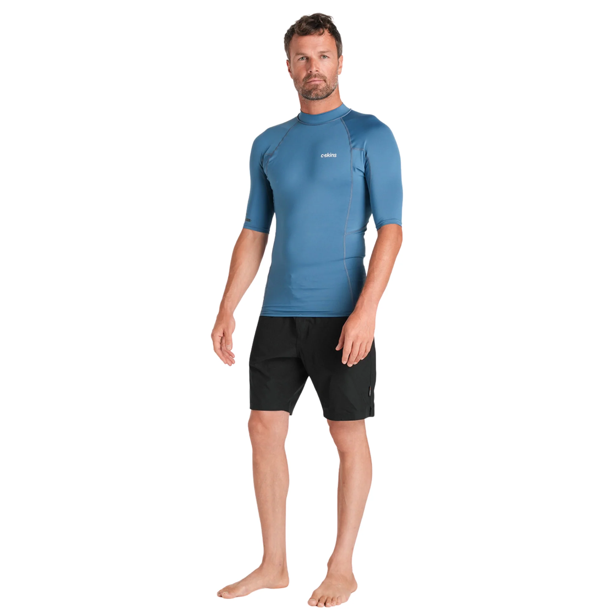 C-Skins Men's NuWave UV Basics UPF50 Short Sleeve Rash Vest (Steel Blue) - Image 3