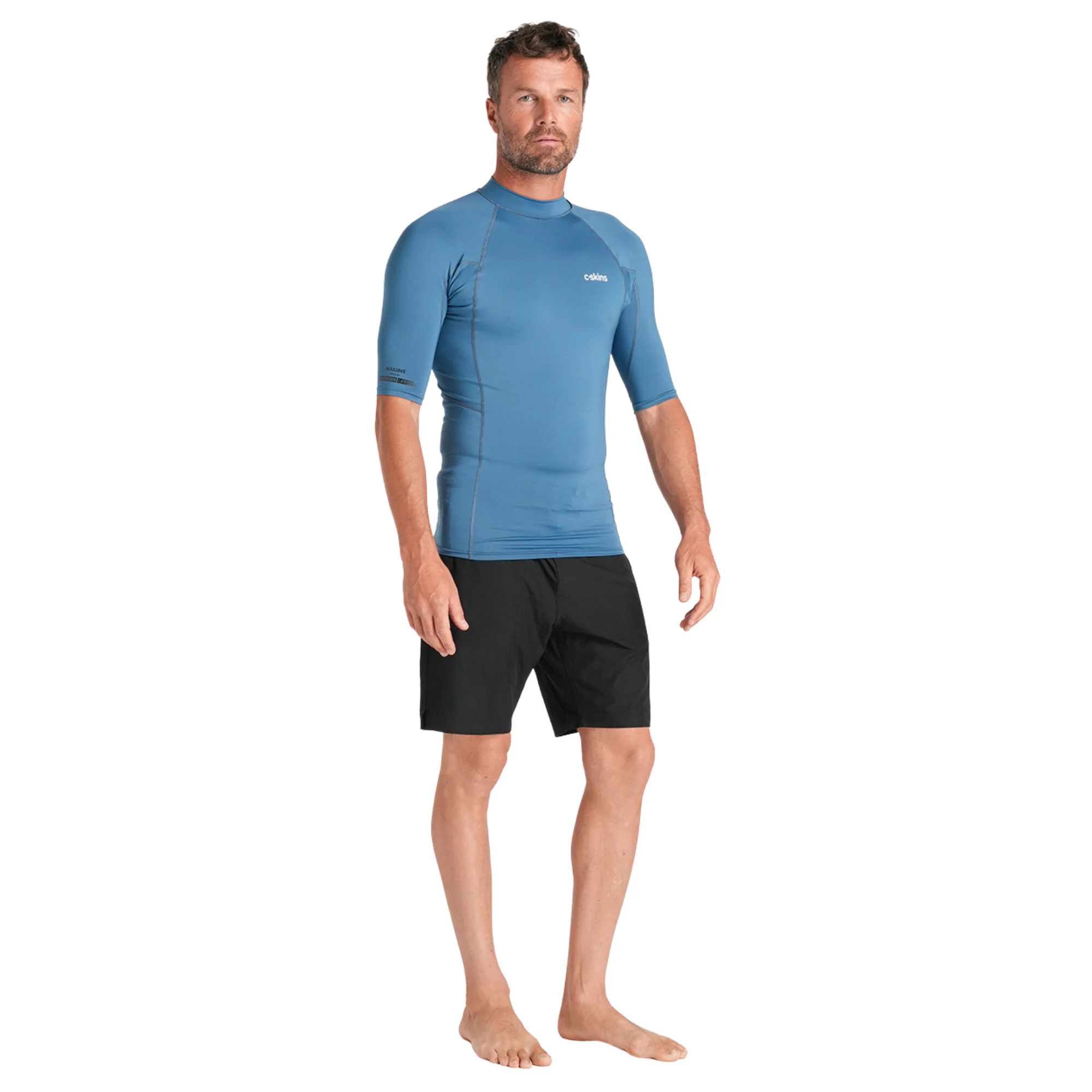 C-Skins Men's NuWave UV Basics UPF50 Short Sleeve Rash Vest (Steel Blue) - Image 4