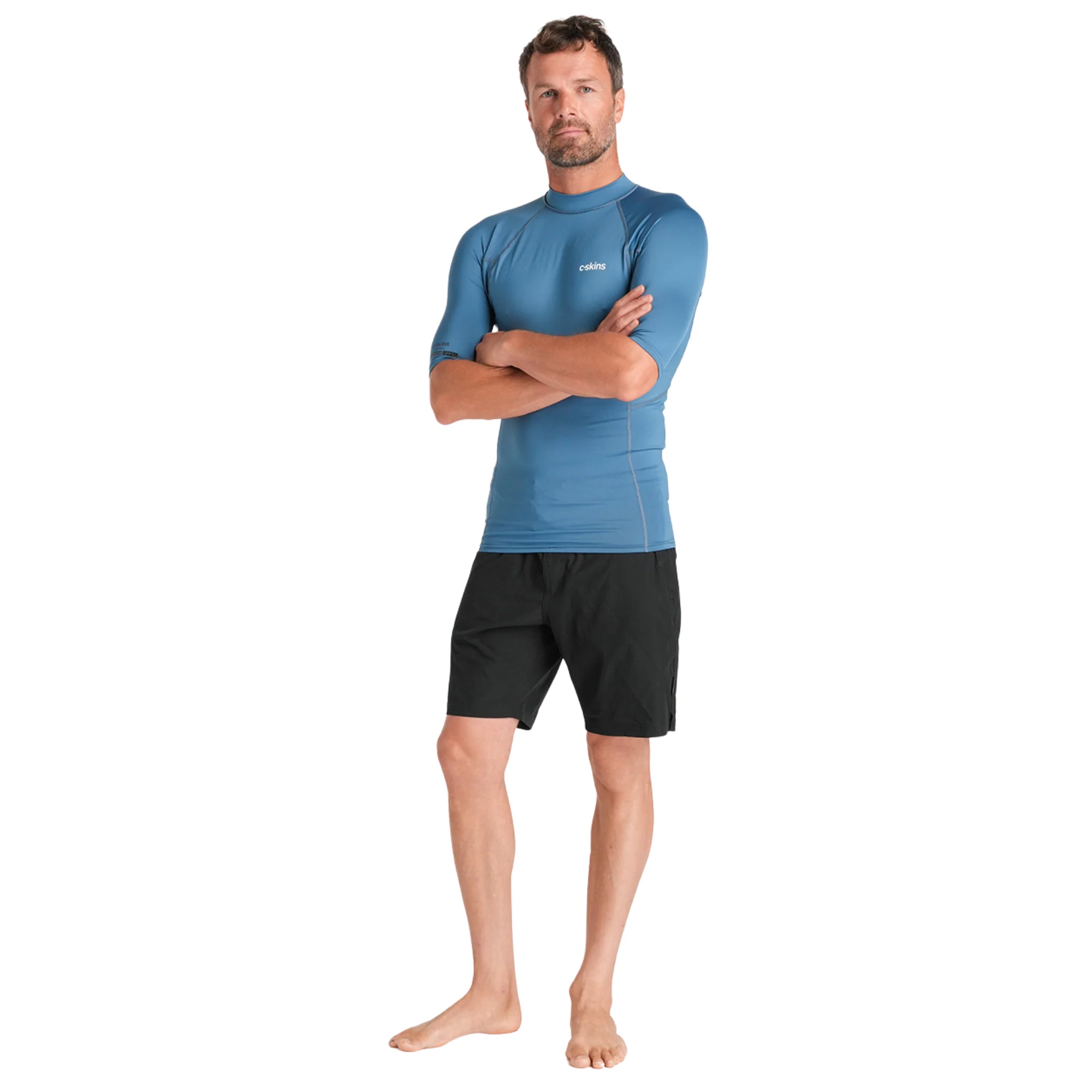 C-Skins Men's NuWave UV Basics UPF50 Short Sleeve Rash Vest (Steel Blue) - Image 5