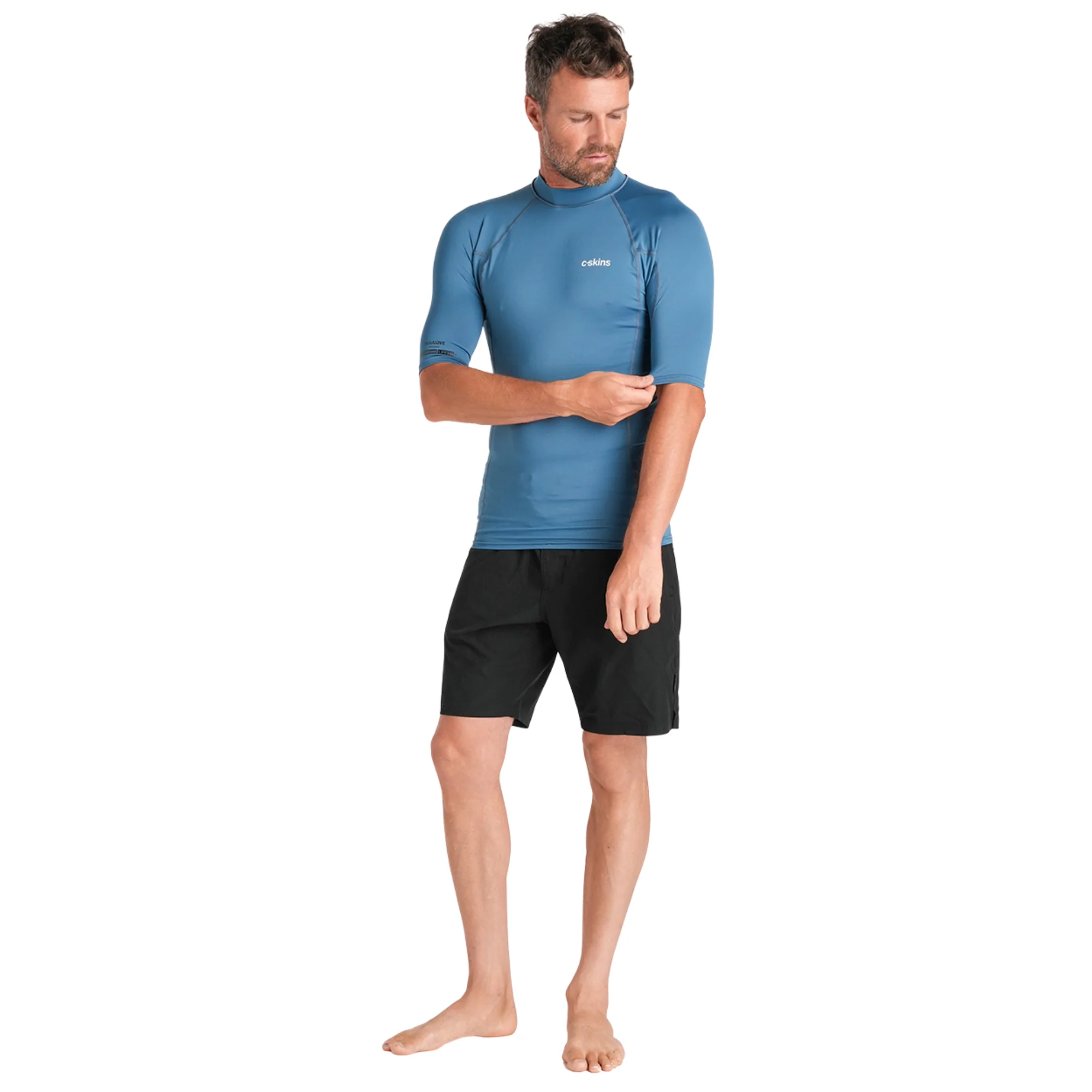 C-Skins Men's NuWave UV Basics UPF50 Short Sleeve Rash Vest (Steel Blue) - Image 6