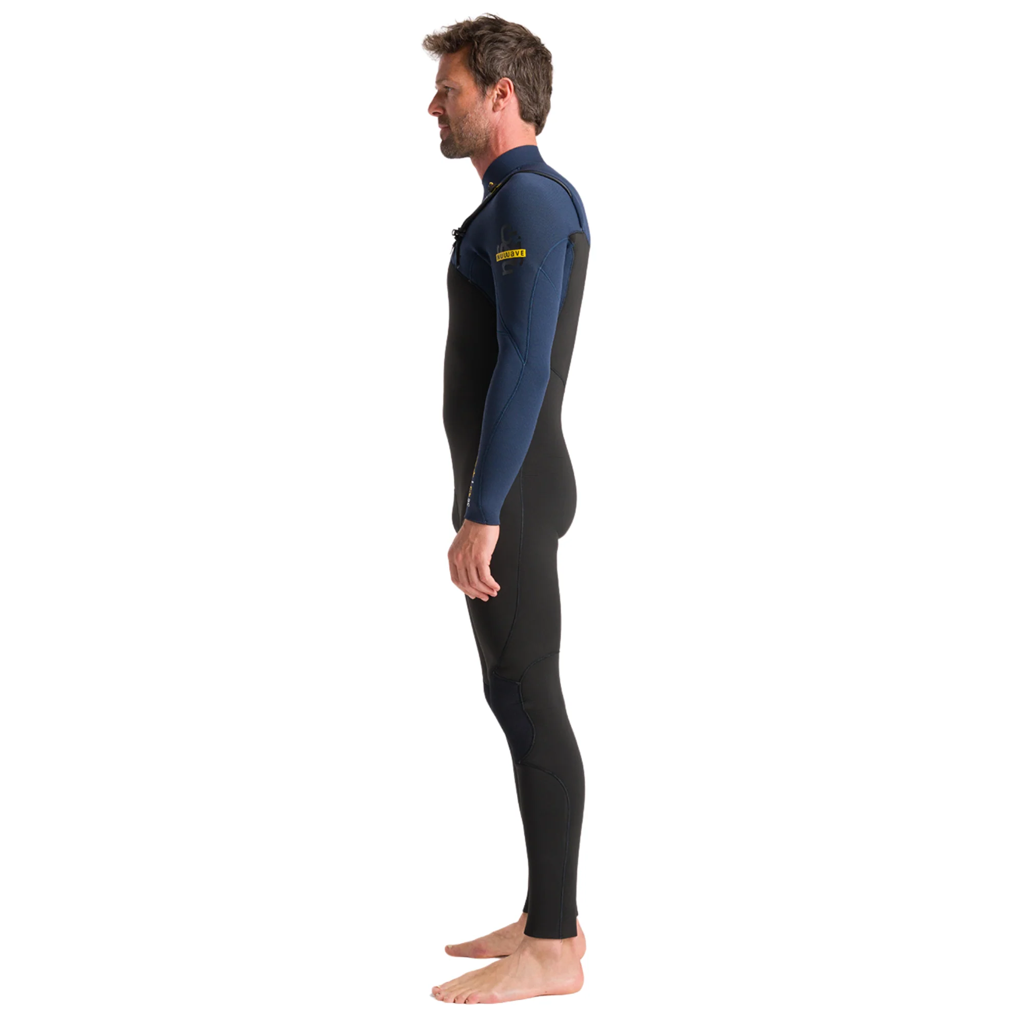 C-Skins Men's NuWave Session 4/3mm GBS Chest Zip Steamer (Black/Bluestone/Saffron) - Image 4