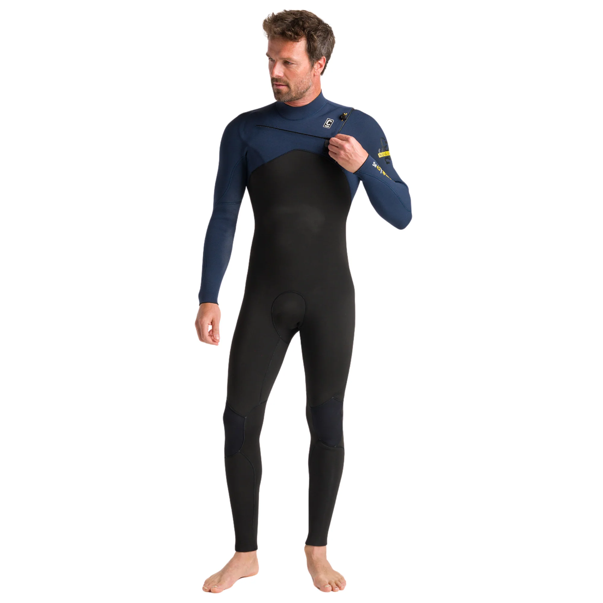 C-Skins Men's NuWave Session 4/3mm GBS Chest Zip Steamer (Black/Bluestone/Saffron) - Image 5