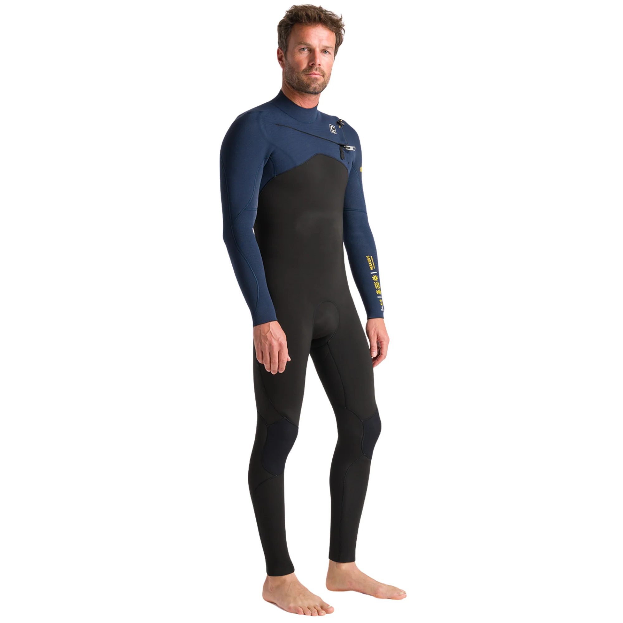 C-Skins Men's NuWave Session 4/3mm GBS Chest Zip Steamer (Black/Bluestone/Saffron) - Image 6