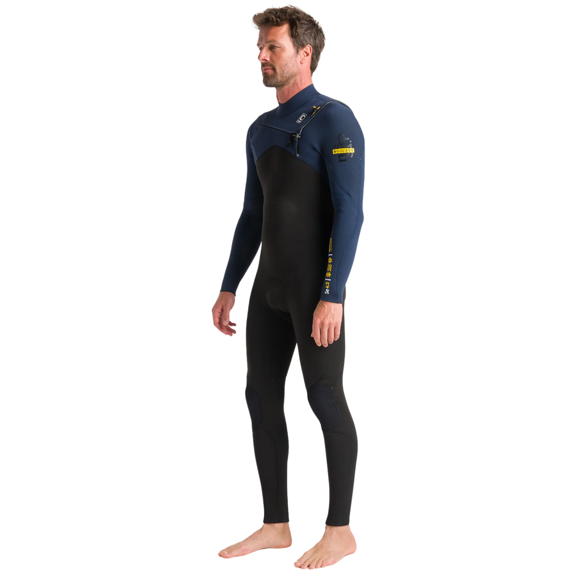 C-Skins Men's NuWave Session 4/3mm GBS Chest Zip Steamer (Black/Bluestone/Saffron) - Image 7