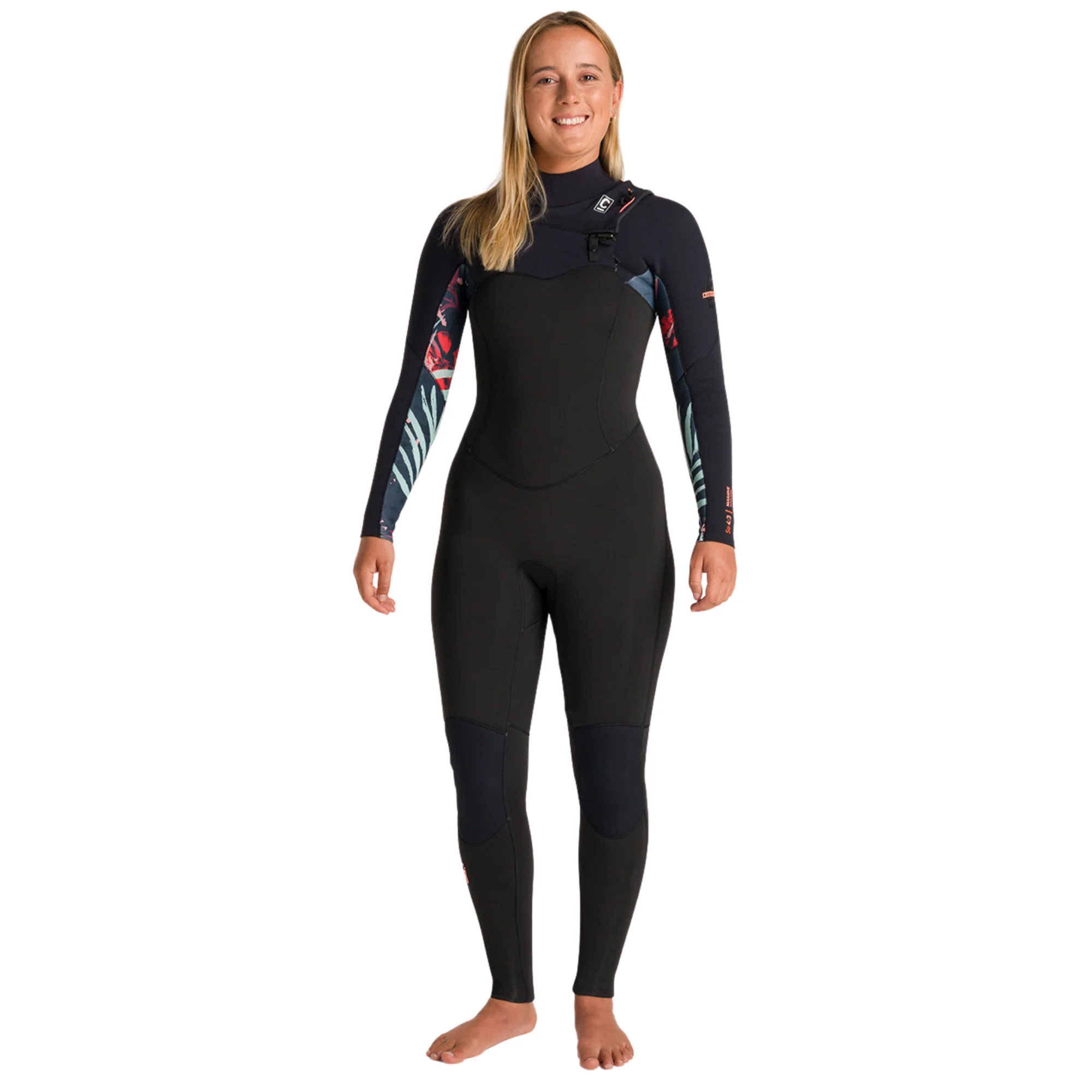 C-Skins Women's NuWave Solace 4/3mm GBS Chest Zip Steamer Wetsuit (Raven/Black)