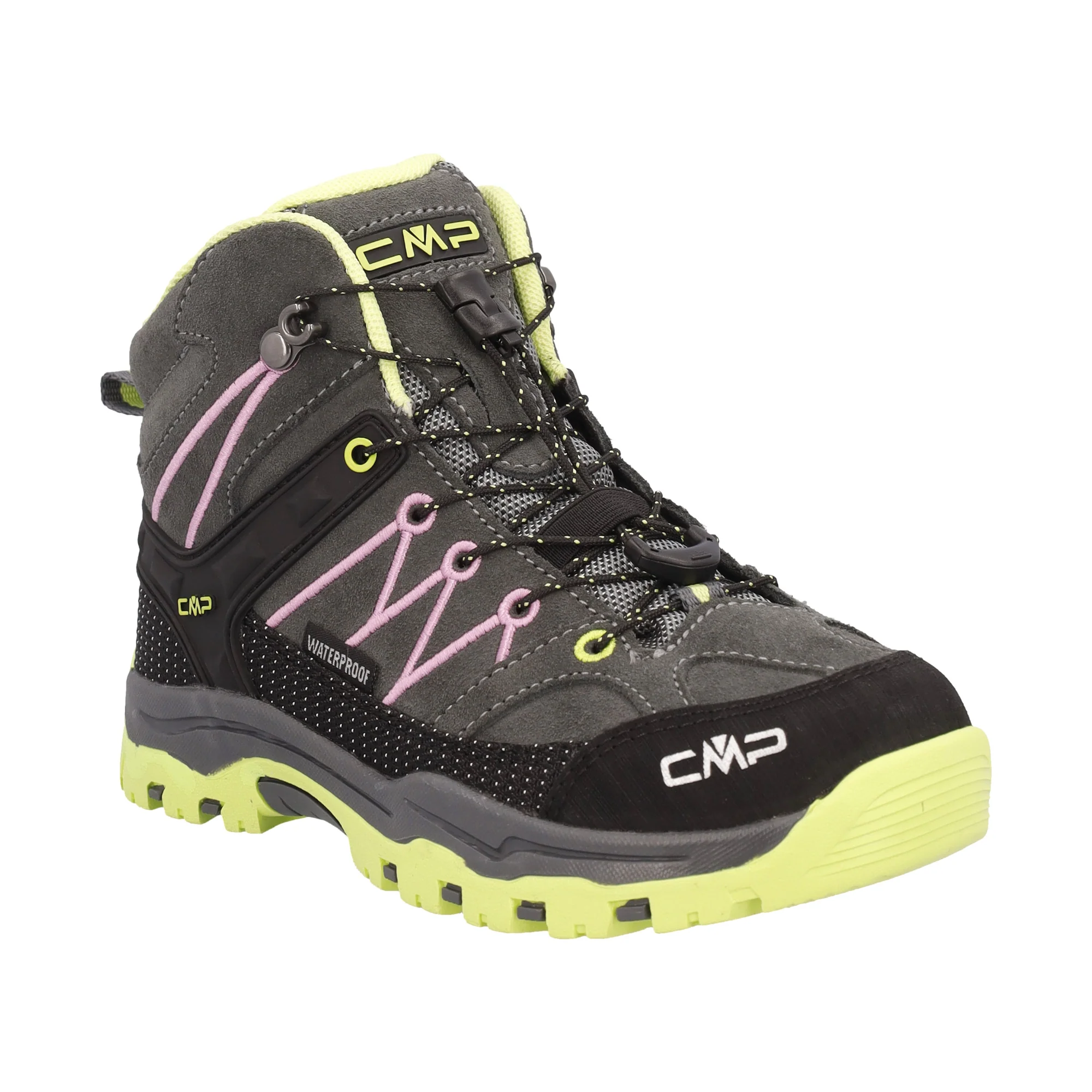 CMP Kids Rigel Trekking Waterproof Mid Trail Boots (Grey/Pink/Apple)(Sizes EU28-37) - Image 3