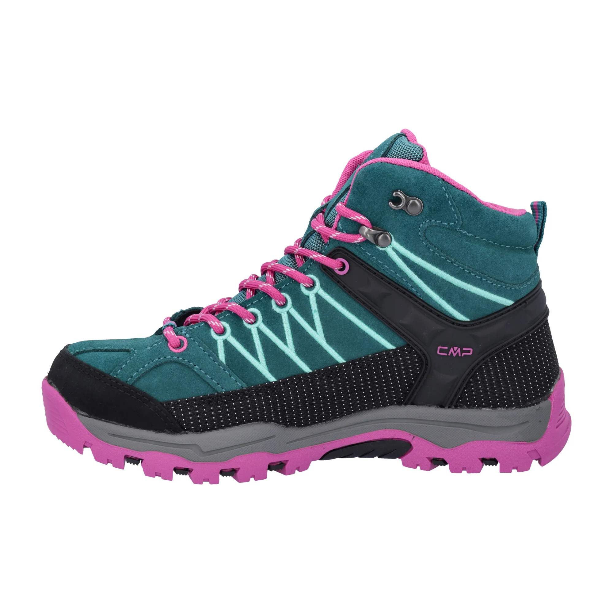 CMP Kids Rigel Trekking Waterproof Mid Trail Boots (Lake/Pink Fluo)(Sizes EU28-37) - Image 2