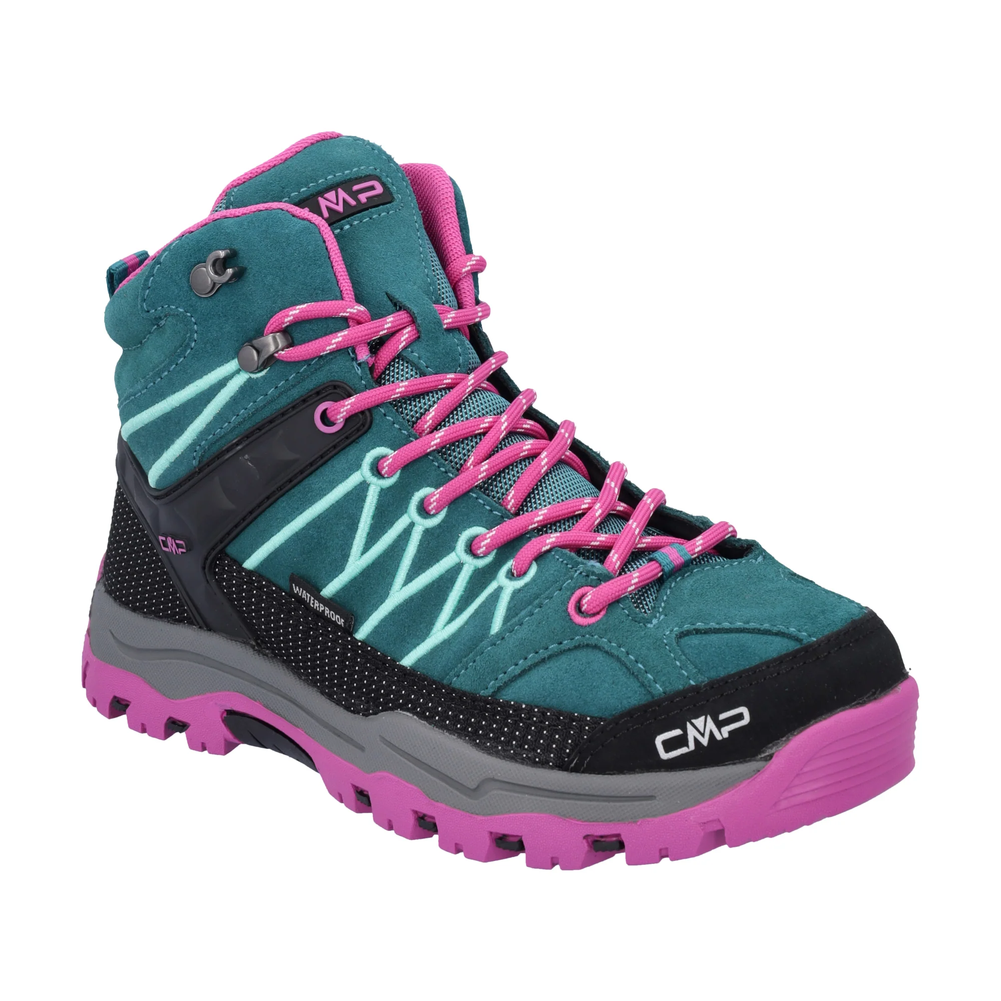 CMP Kids Rigel Trekking Waterproof Mid Trail Boots (Lake/Pink Fluo)(Sizes EU28-37) - Image 3