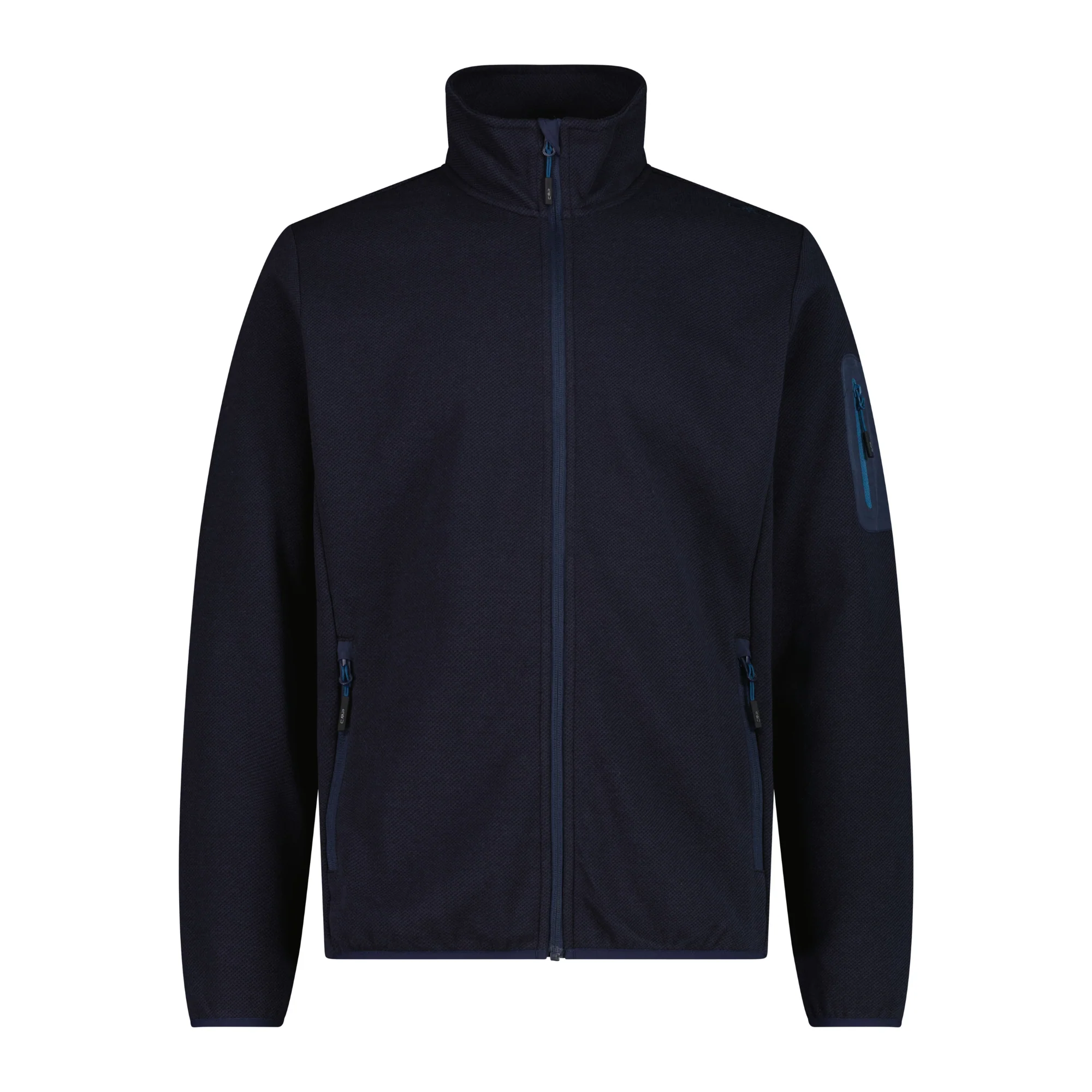 CMP Men's Jacquard Knit-Tech Full Zip Fleece (Black Blue)