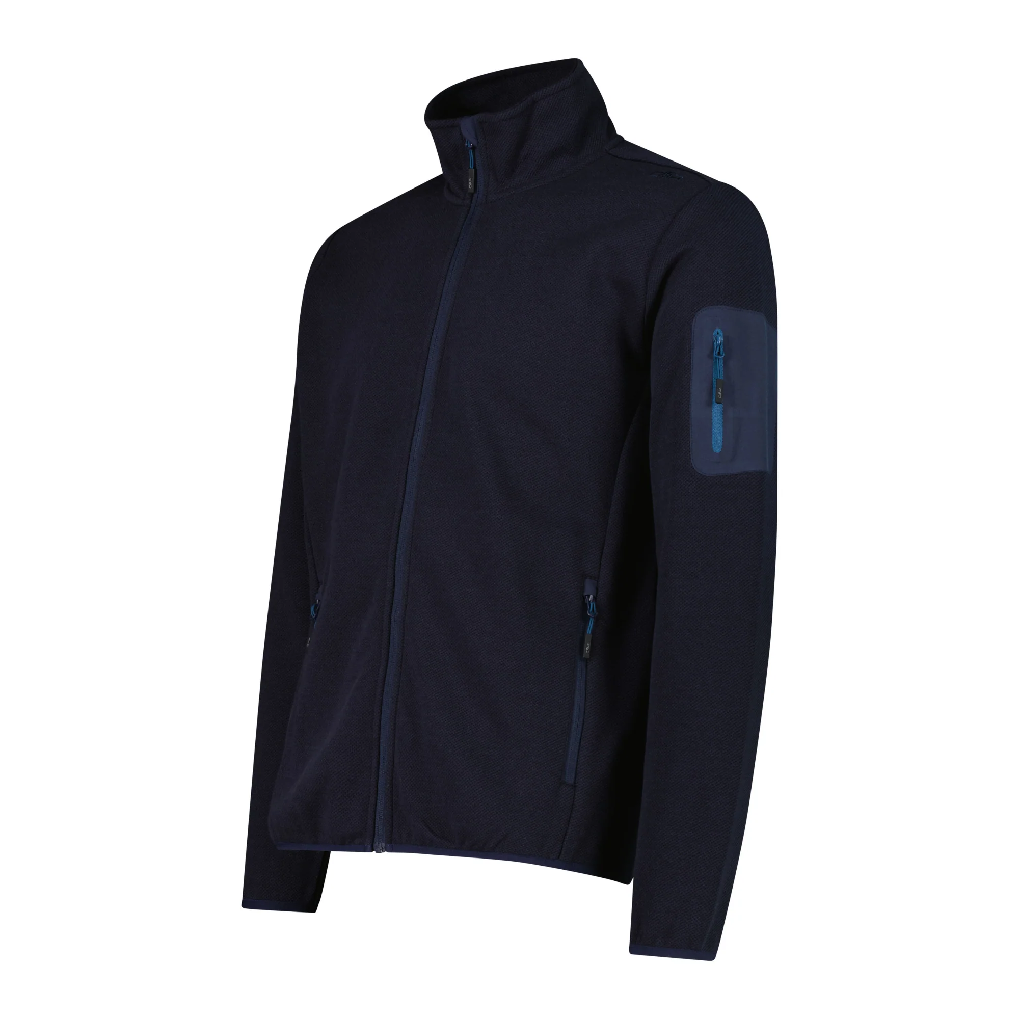 CMP Men's Jacquard Knit-Tech Full Zip Fleece (Black Blue) - Image 2
