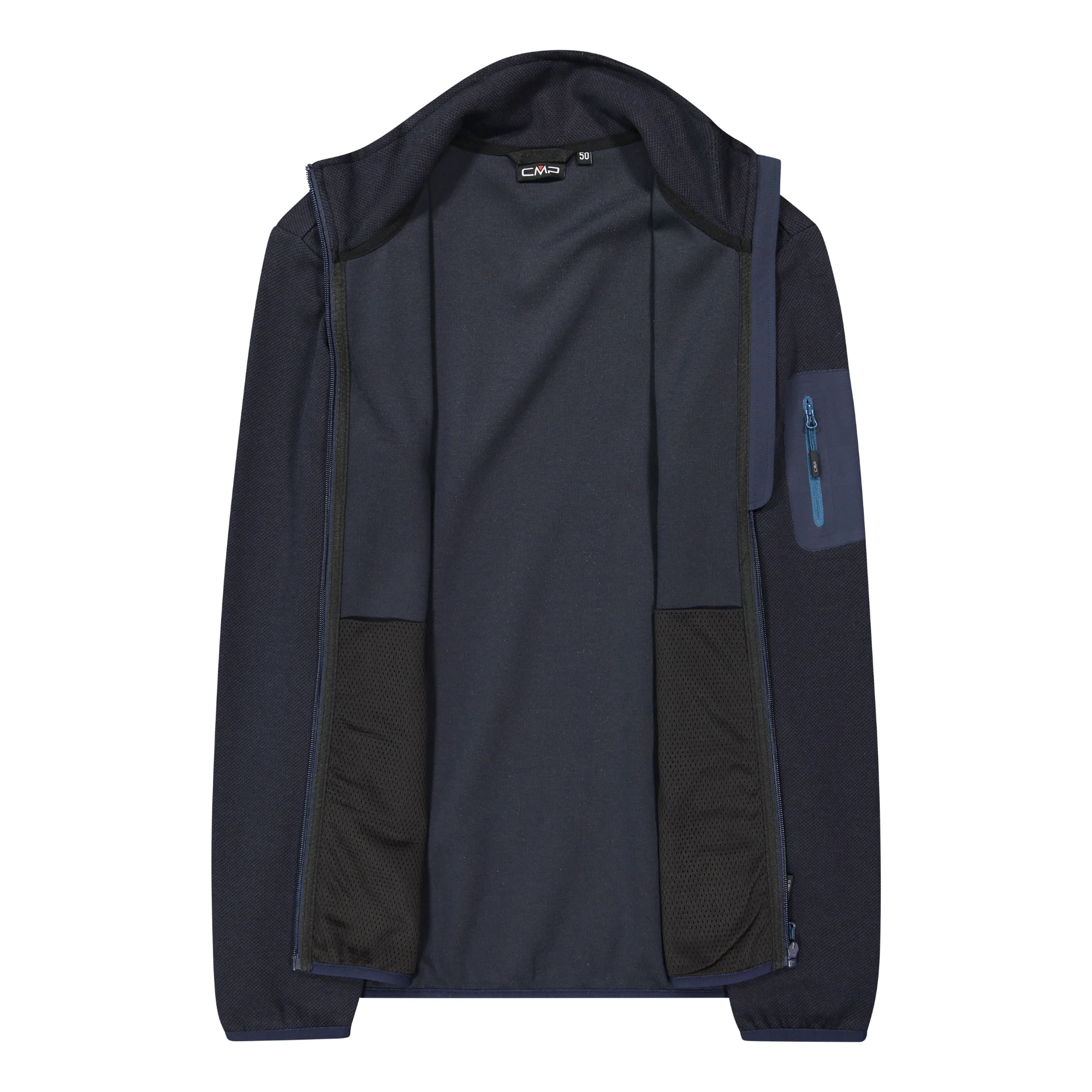 CMP Men's Jacquard Knit-Tech Full Zip Fleece (Black Blue) - Image 4