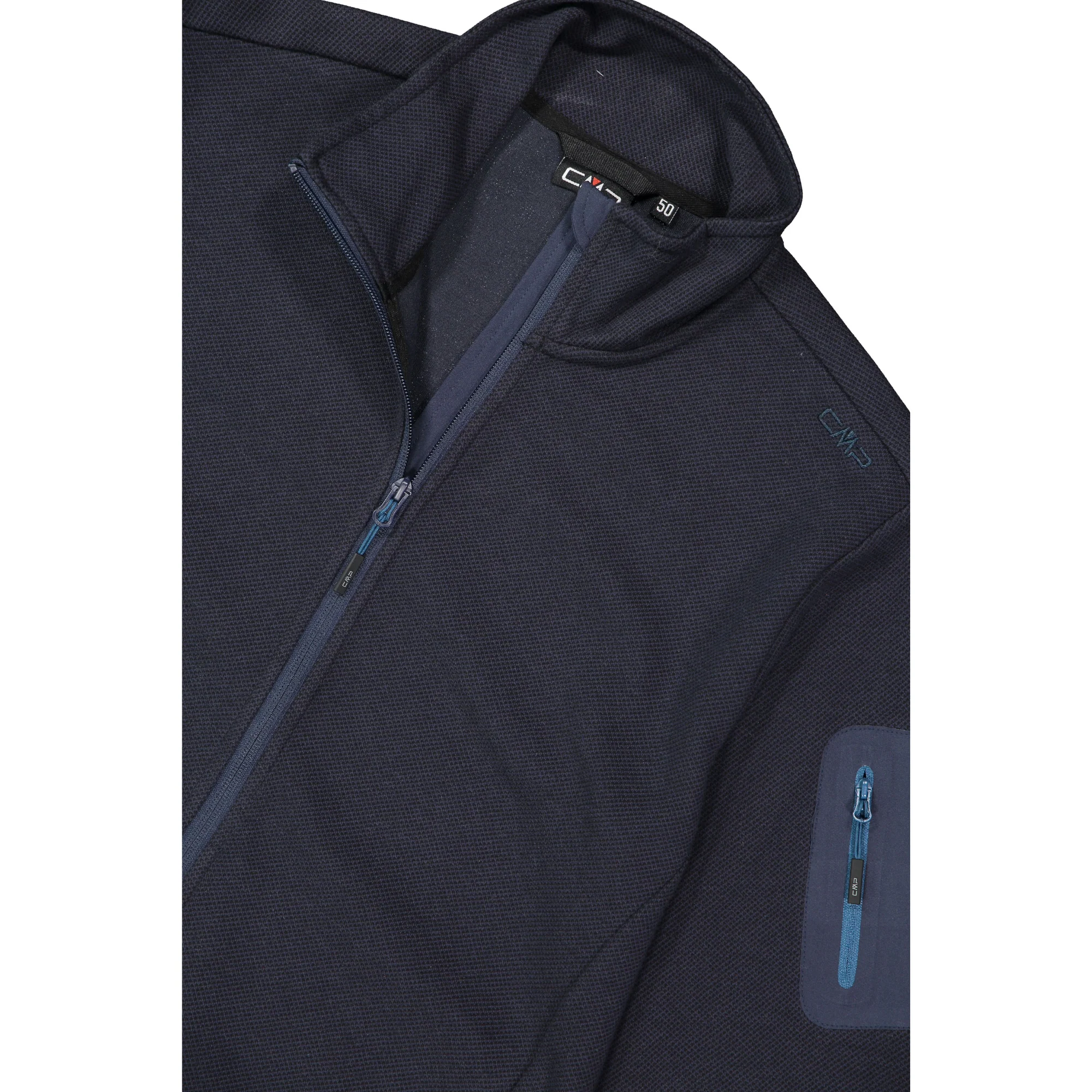 CMP Men's Jacquard Knit-Tech Full Zip Fleece (Black Blue) - Image 5