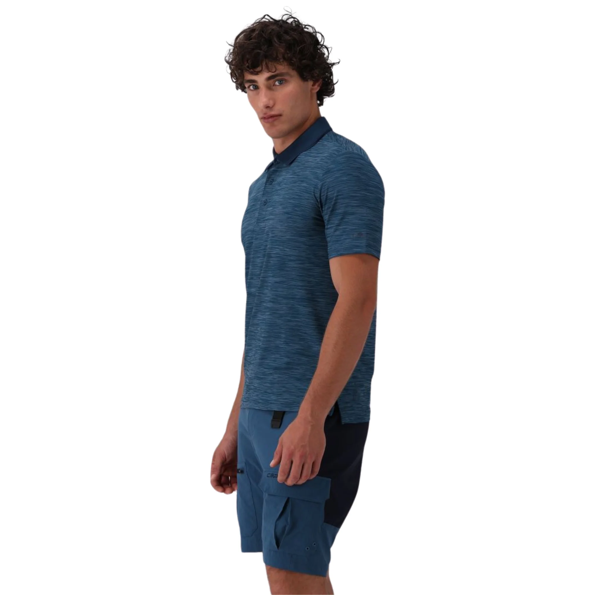 CMP Men's Melange Stretch Jersey Short Sleeve Technical Polo Shirt (Petroleum Mel) - Image 5