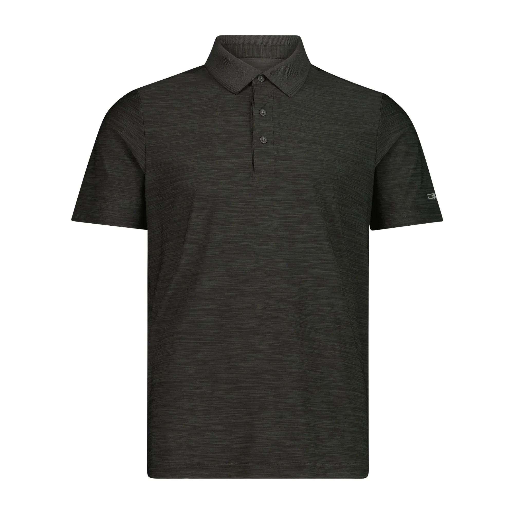 CMP Men's Melange Stretch Jersey Short Sleeve Technical Polo Shirt (Pine Mel)