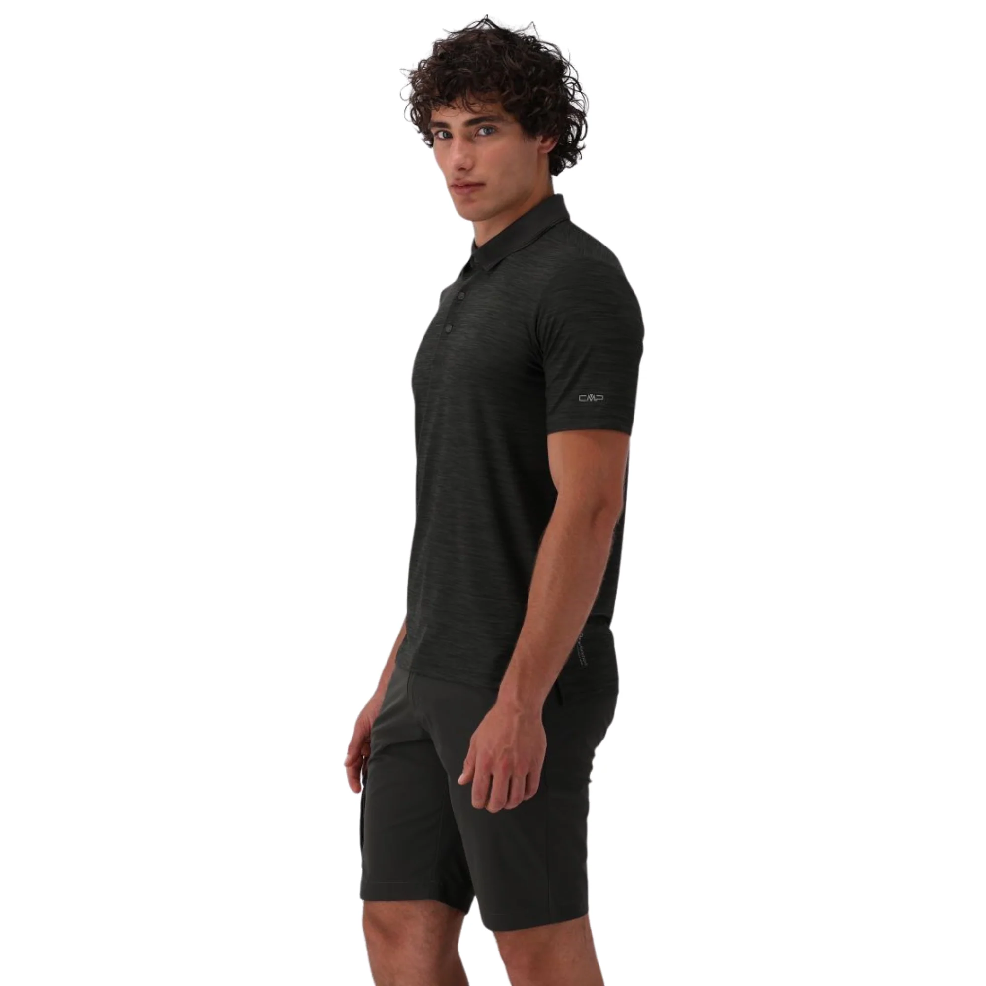 CMP Men's Melange Stretch Jersey Short Sleeve Technical Polo Shirt (Pine Mel) - Image 5