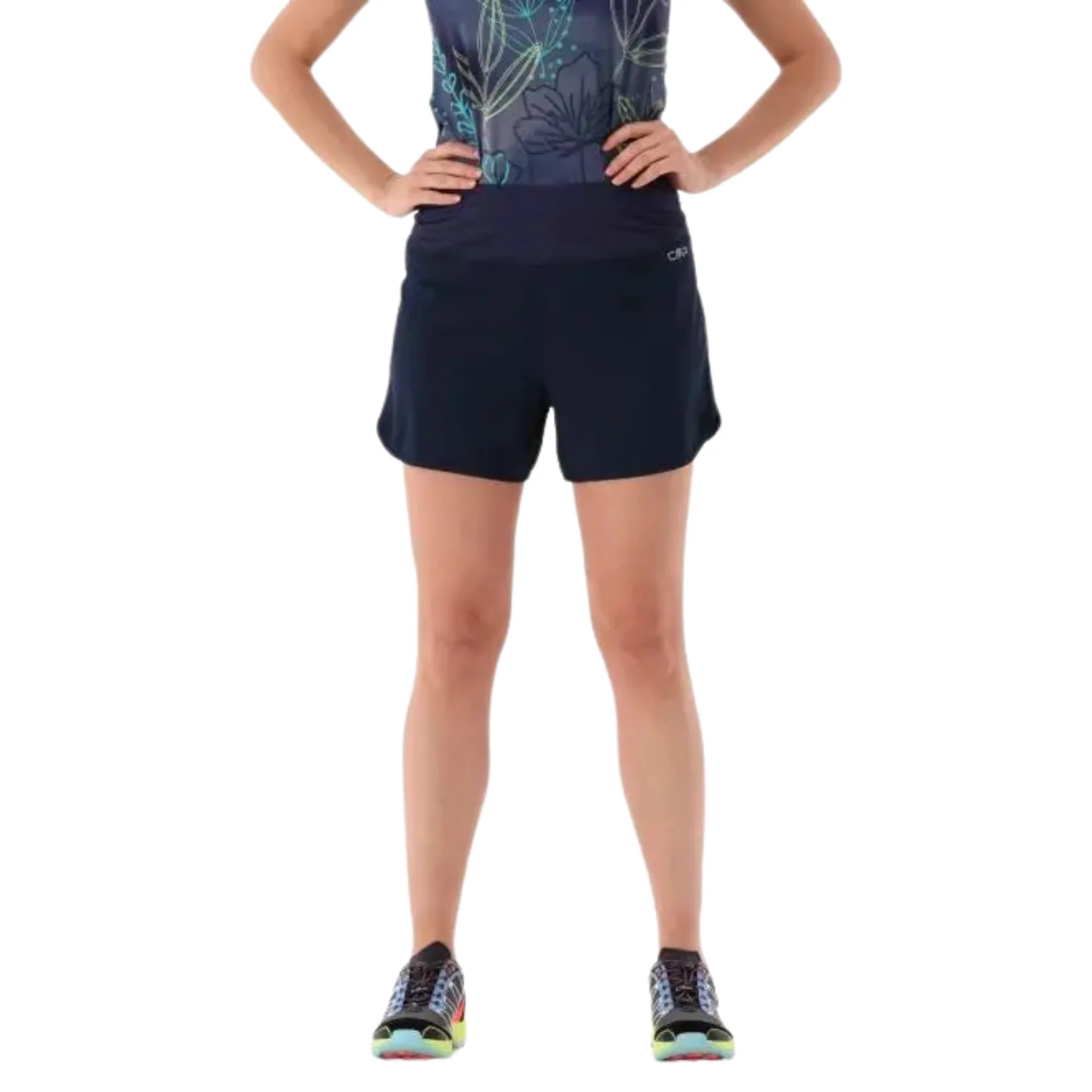 CMP Women's Unlimitech Trail Running 2-in-1 Shorts (3in)(Black/Blue) - Image 4