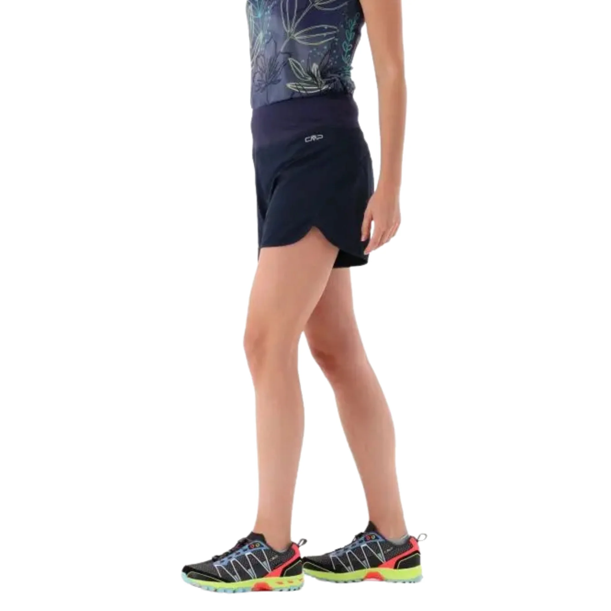 CMP Women's Unlimitech Trail Running 2-in-1 Shorts (3in)(Black/Blue) - Image 6