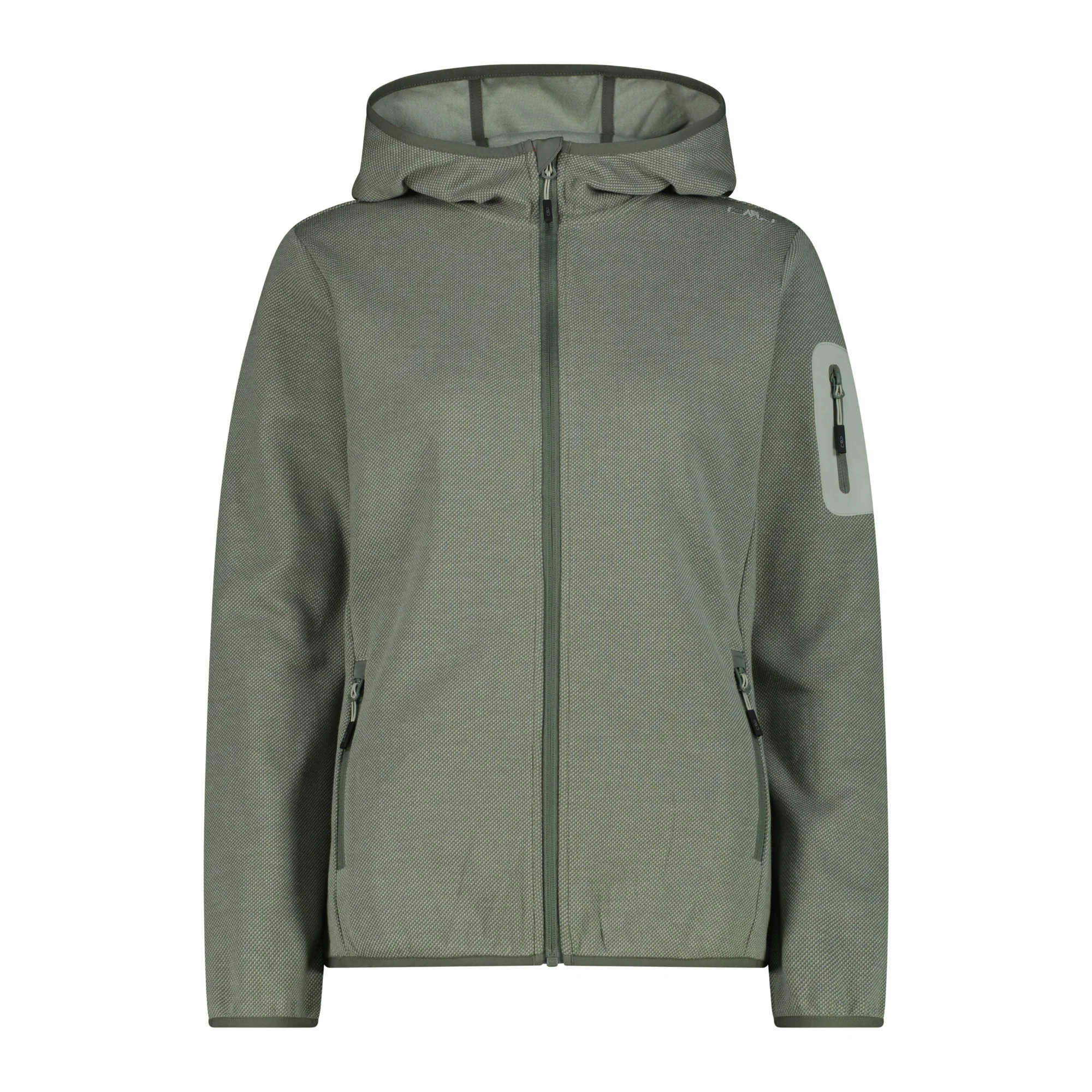 CMP Women's Knit Tech Hooded Full Zip Fleece (Avocado/Pistachio)